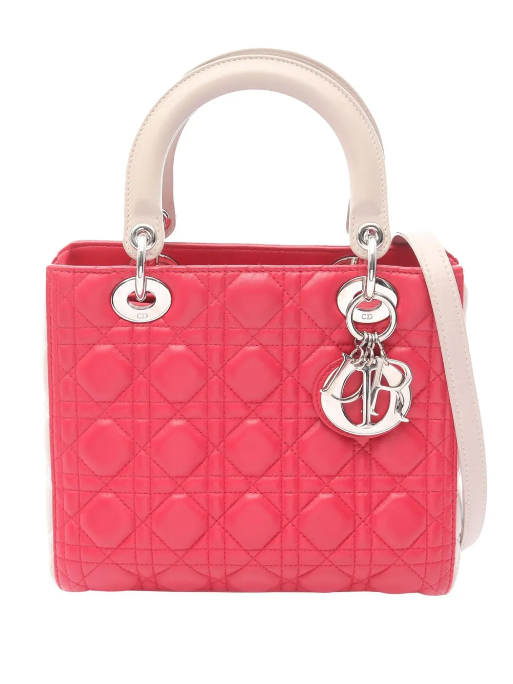 Christian Dior Pre-Owned 2010-2026 Medium Bicolor Lambskin Cannage Lady Dior satchel - Rosa