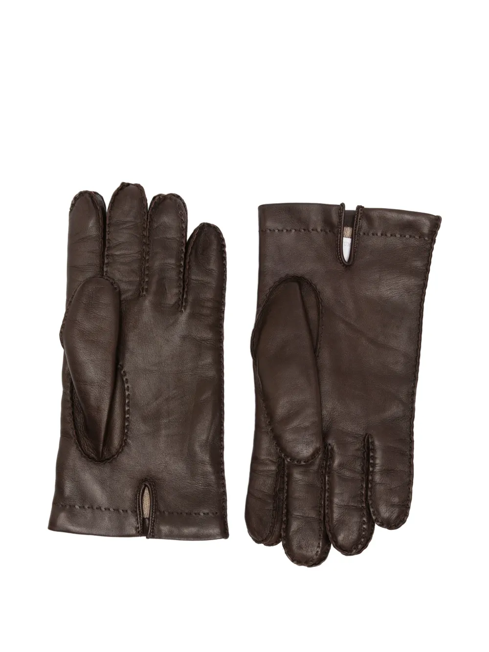 Eleventy Leren handschoenen met gestikt detail Bruin