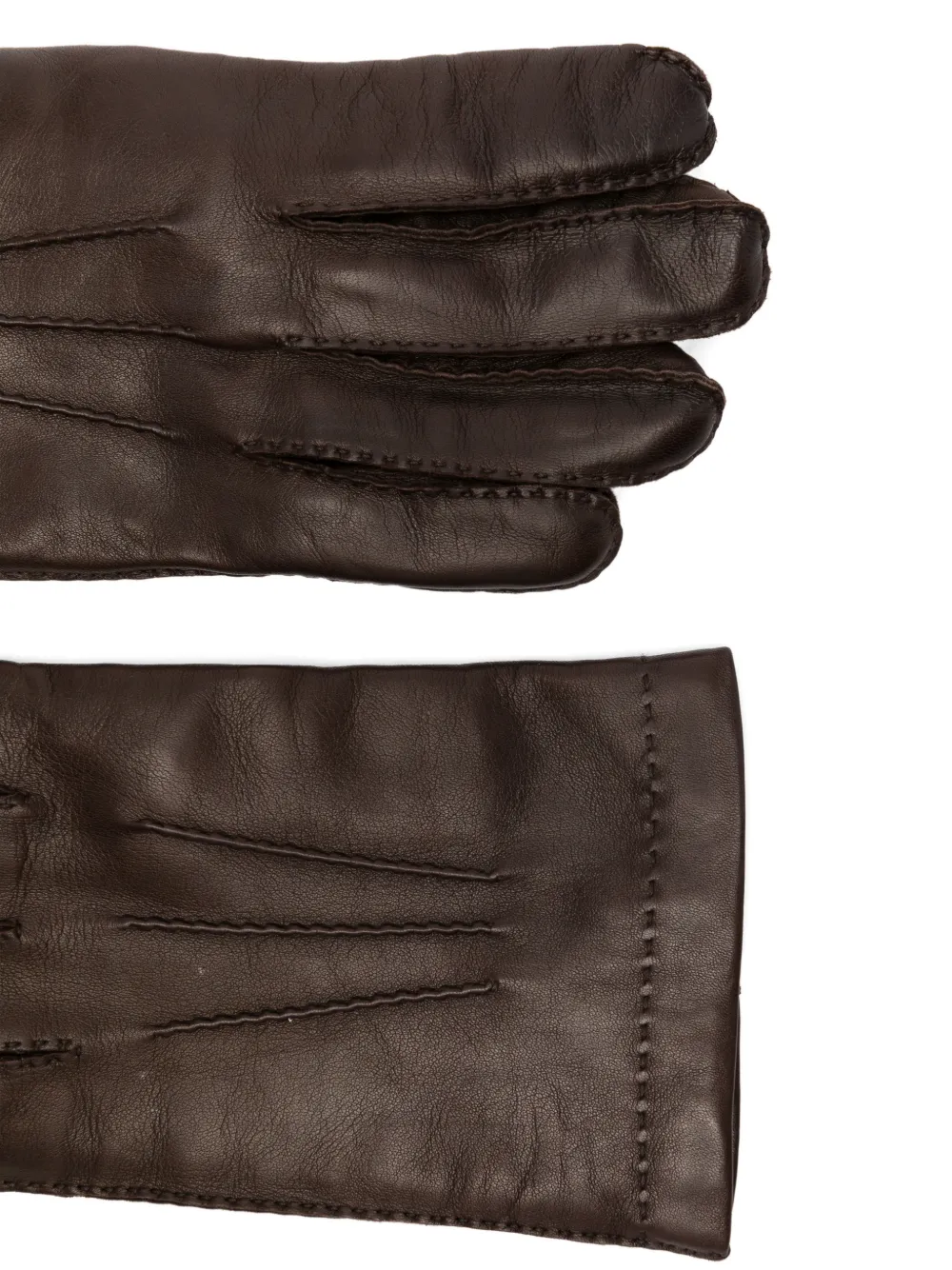 Eleventy Leren handschoenen met gestikt detail Bruin