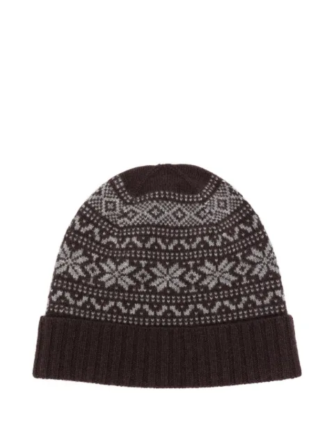 Eleventy fair-isle knitted cashmere beanie hat