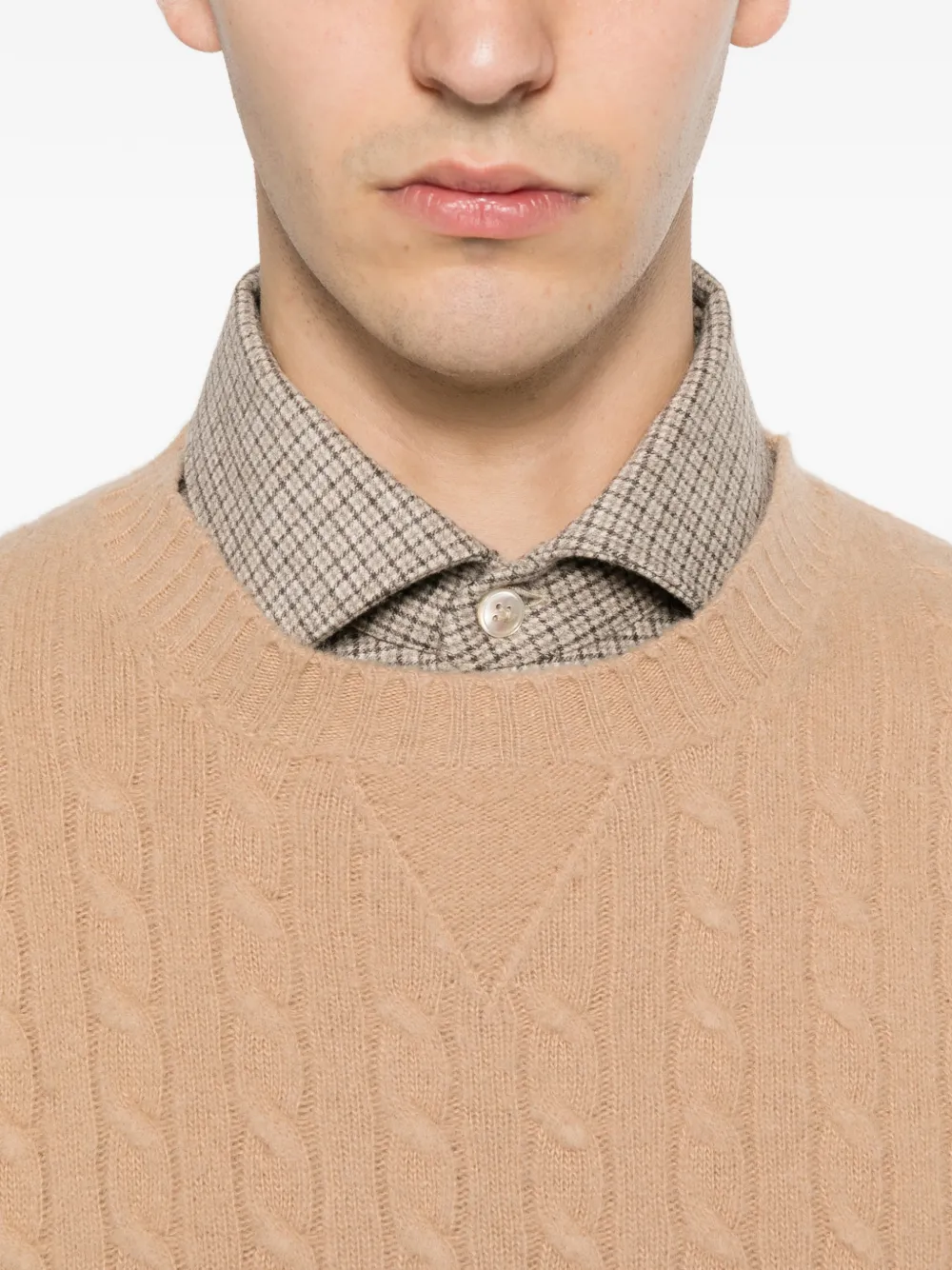 Eleventy Kabelgebreide trui Beige
