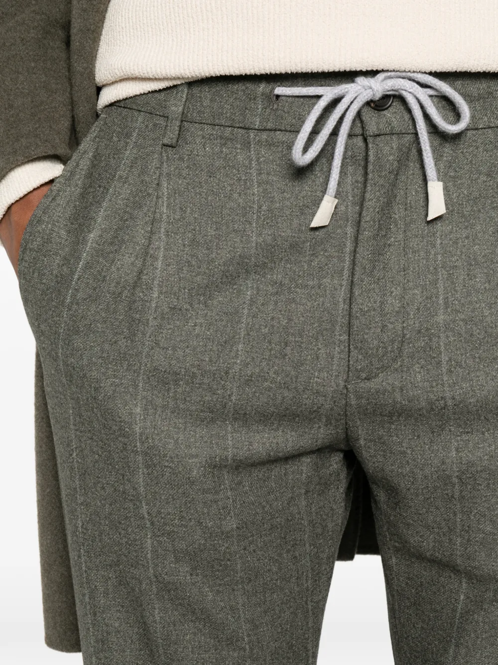 Eleventy Broek met trekkoordtaille Groen