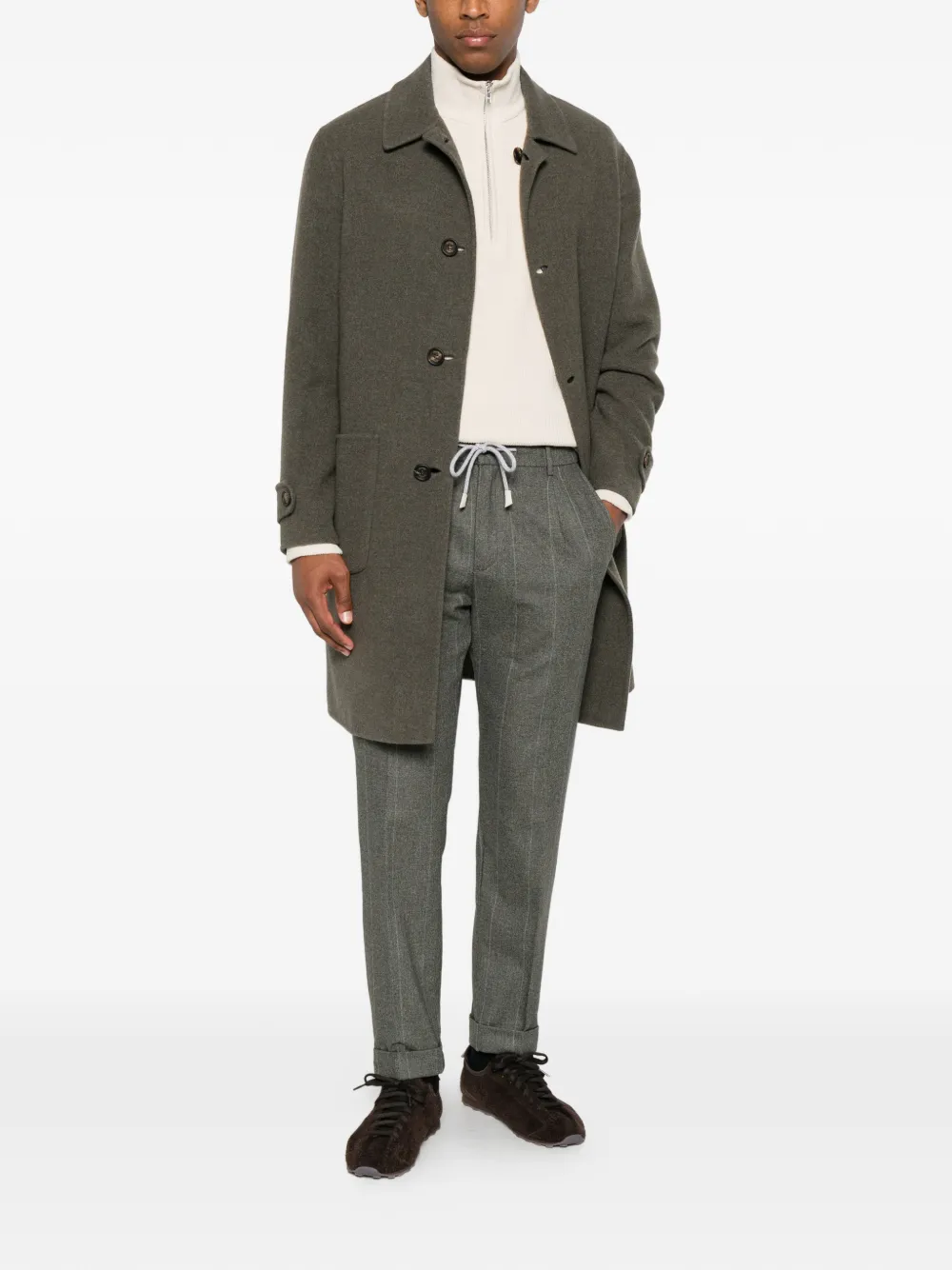 Eleventy Broek met trekkoordtaille Groen