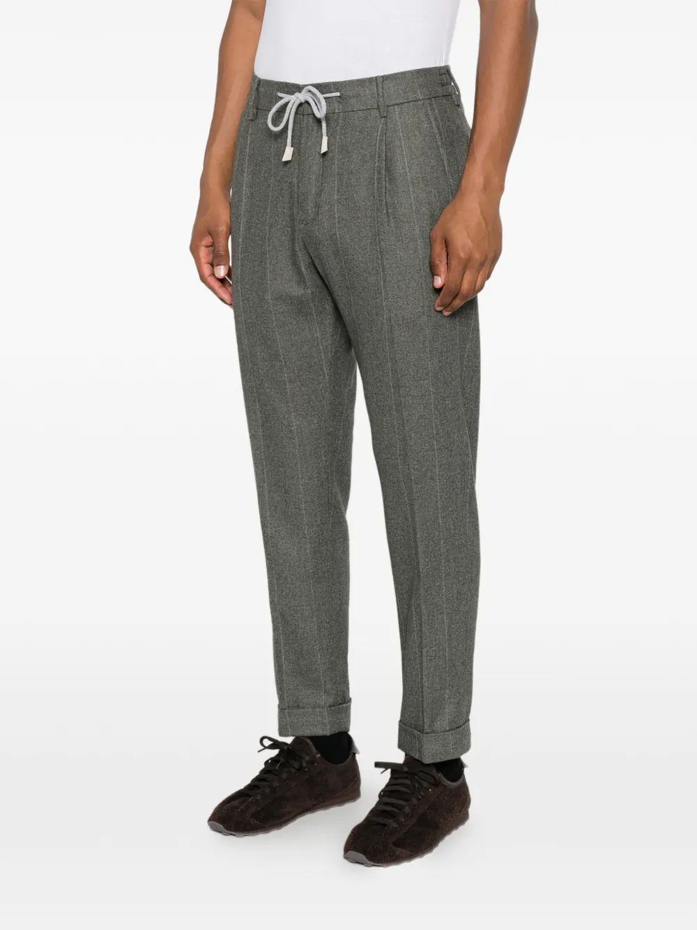 Eleventy Broek met trekkoordtaille Groen