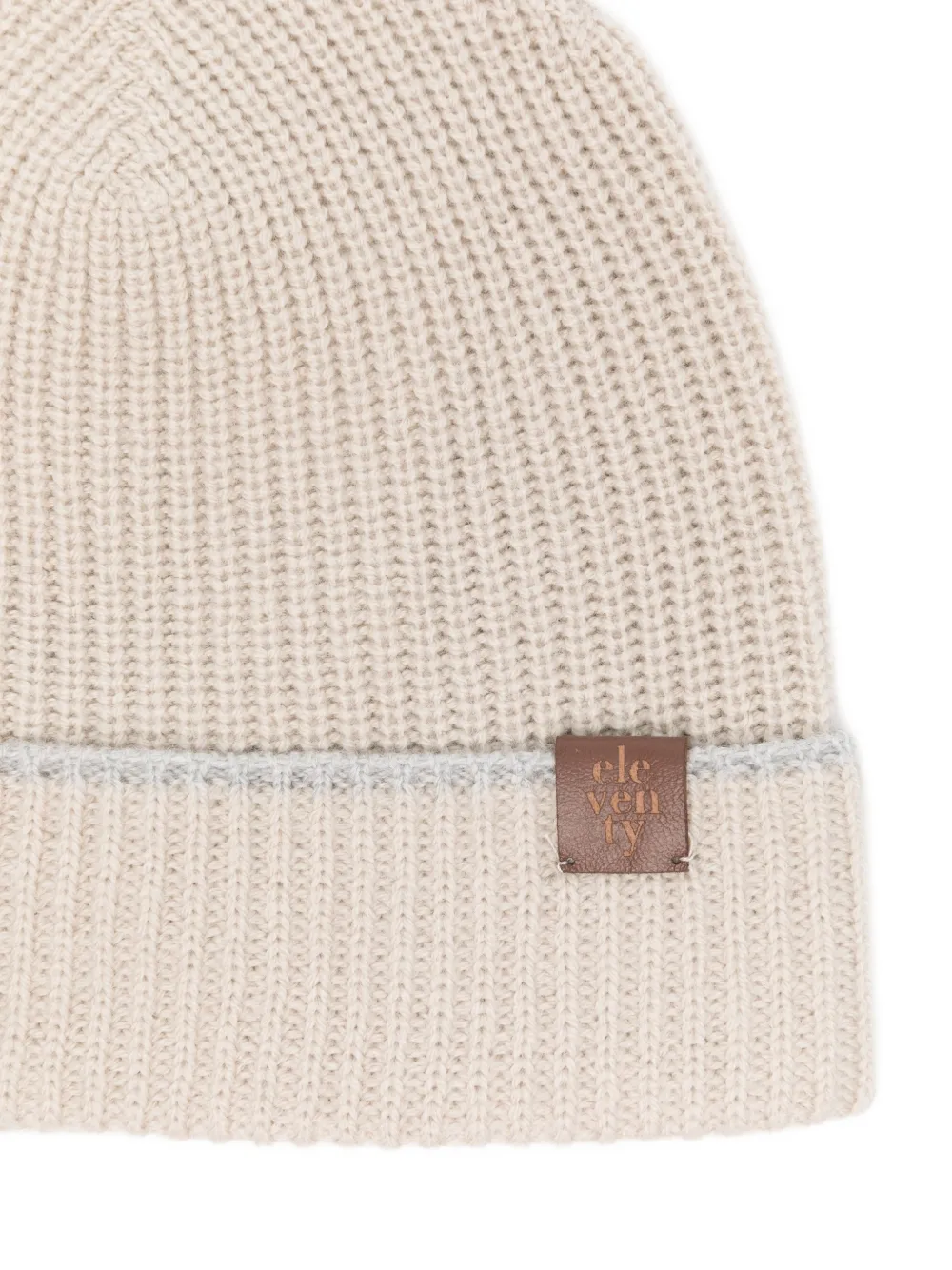 Eleventy Ribgebreide muts Beige