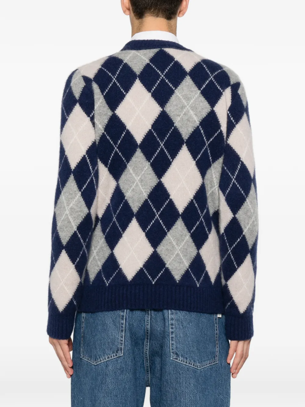 Eleventy Trui met argyle-patroon en lange mouwen Blauw