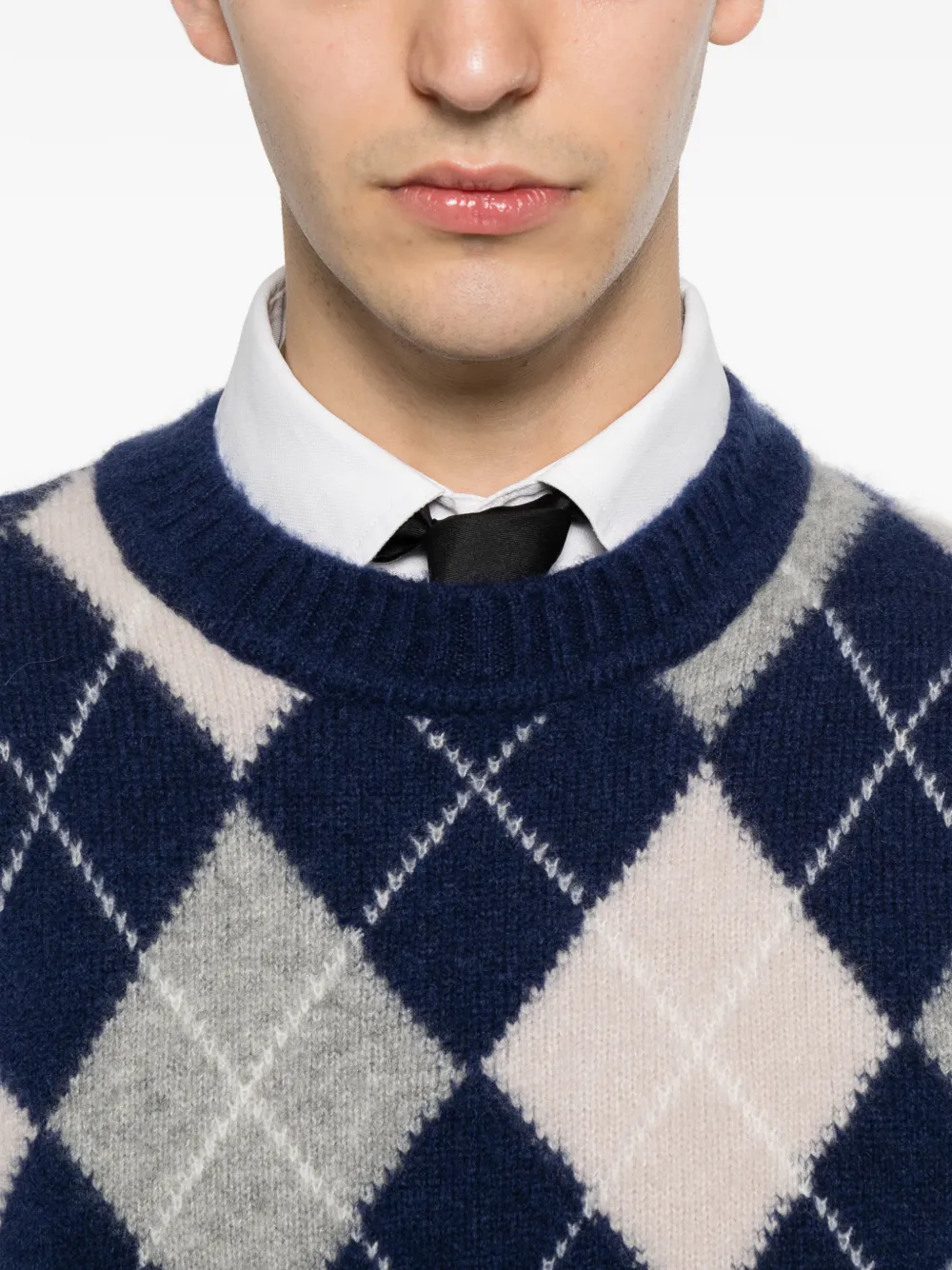 Eleventy Trui met argyle-patroon en lange mouwen Blauw