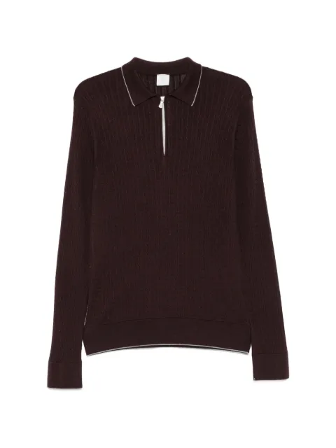 Eleventy polo en maille nervurée à col zippé