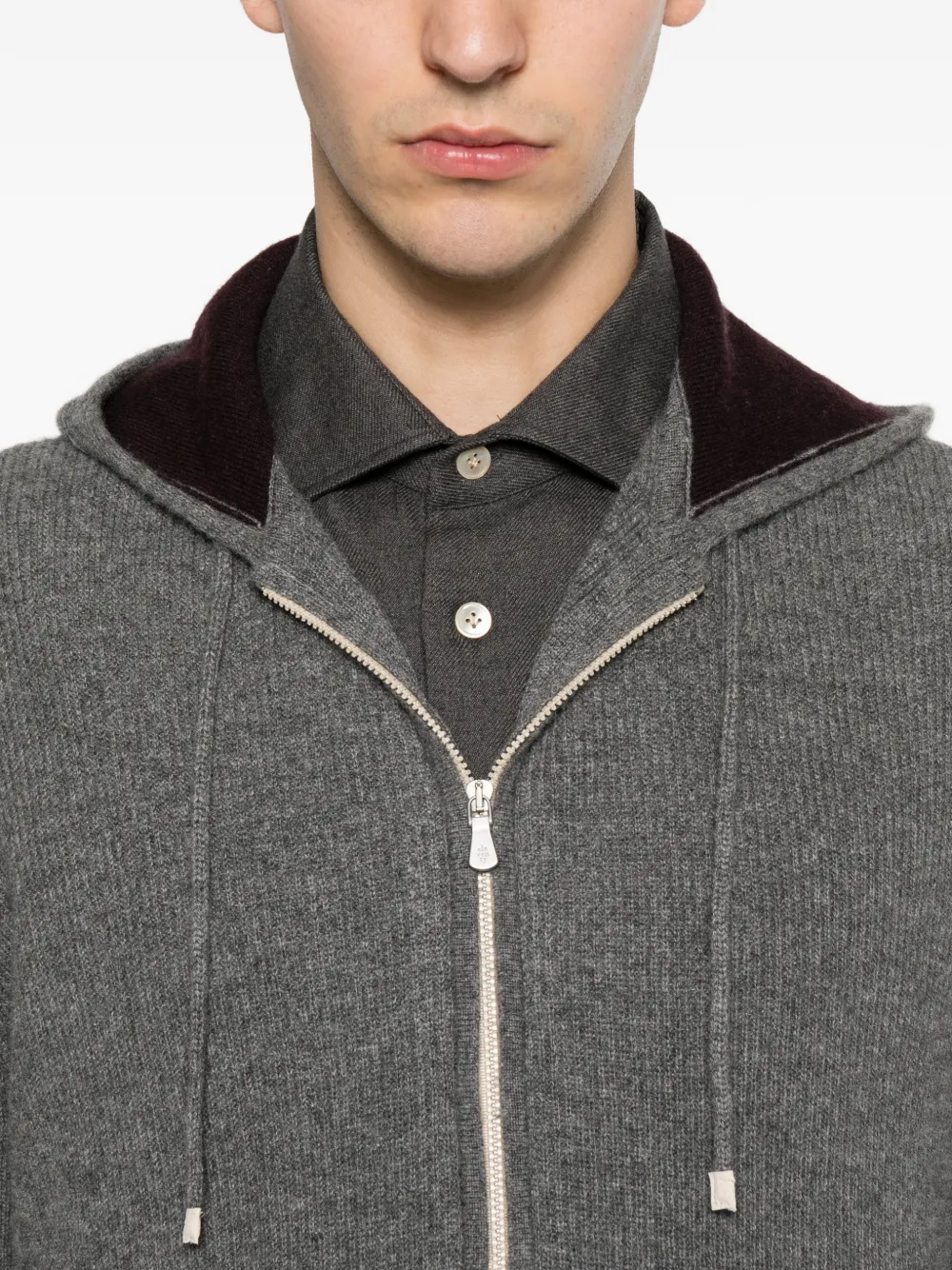 Eleventy Kasjmier vest met capuchon en rits Grijs