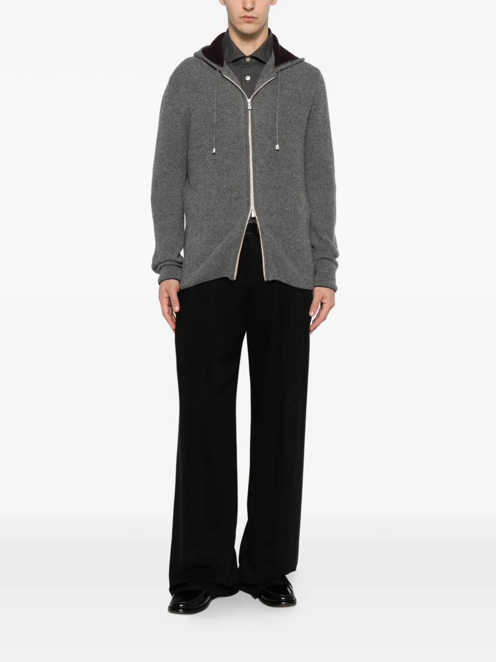 Eleventy Kasjmier vest met capuchon en rits Grijs