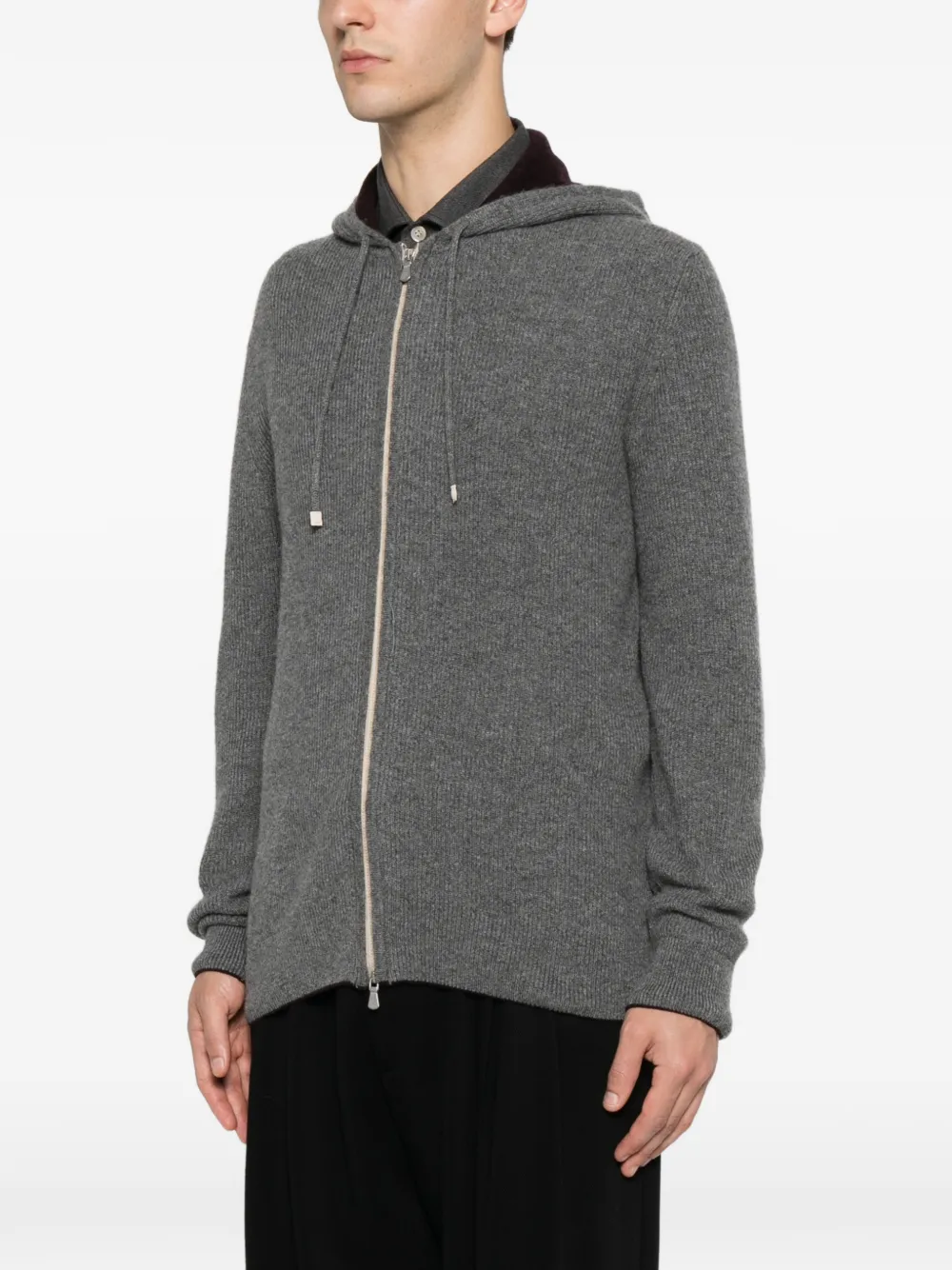 Eleventy Kasjmier vest met capuchon en rits Grijs