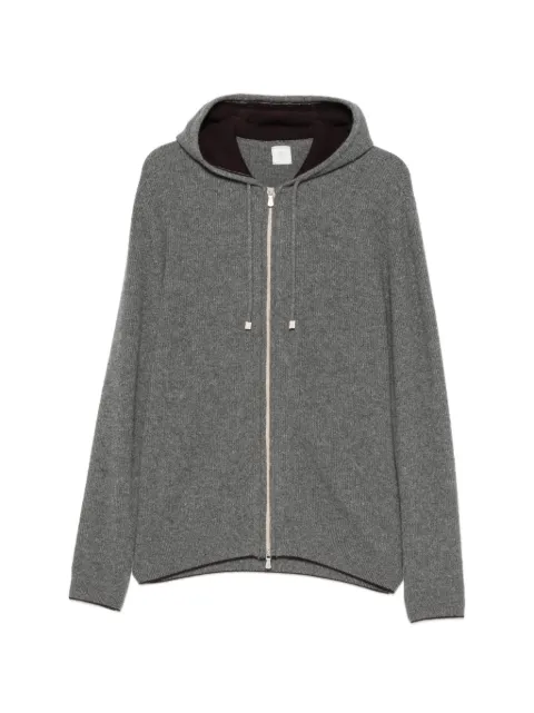 Eleventy zip-up cashmere hood cardigan