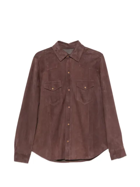 Eleventy suede flap-pocket shirt