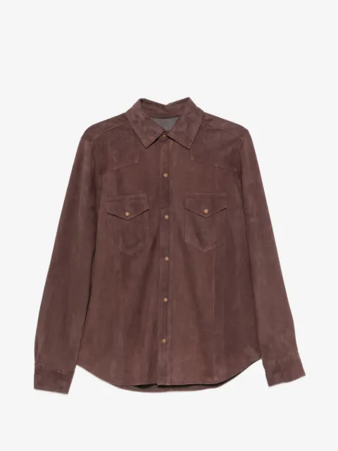 Eleventy camisa de gamuza con bolsillos y solapa