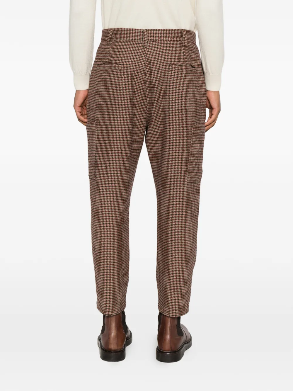 Eleventy Broek met pied-de-poule print en toelopende pijpen Bruin