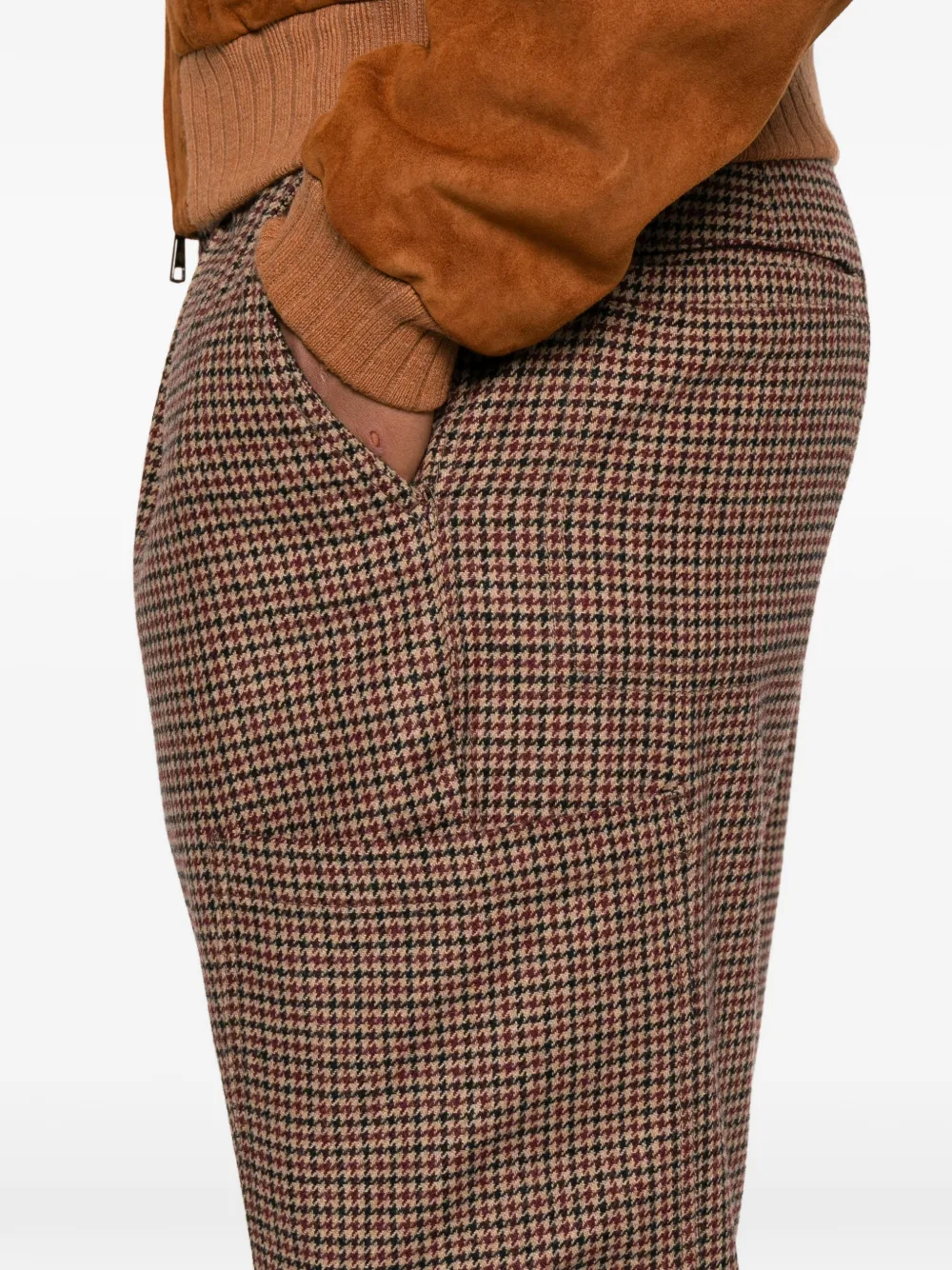 Eleventy Broek met pied-de-poule print en toelopende pijpen Bruin