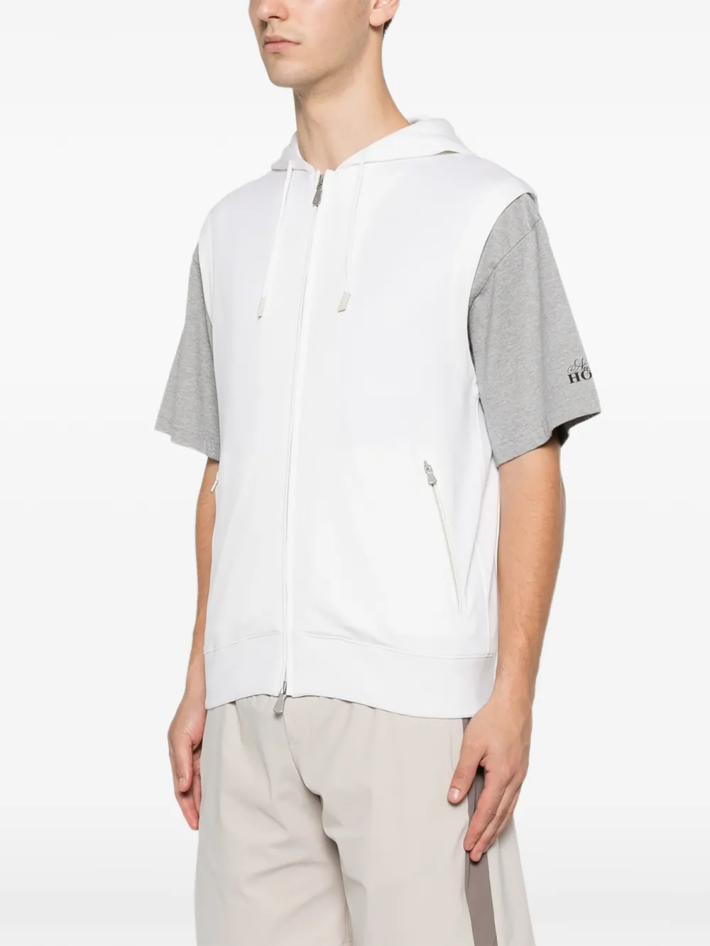 Eleventy Mouwloze hoodie Beige
