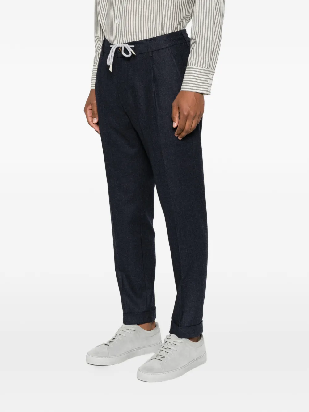 Eleventy Plooibroek met trekkoordtaille Blauw