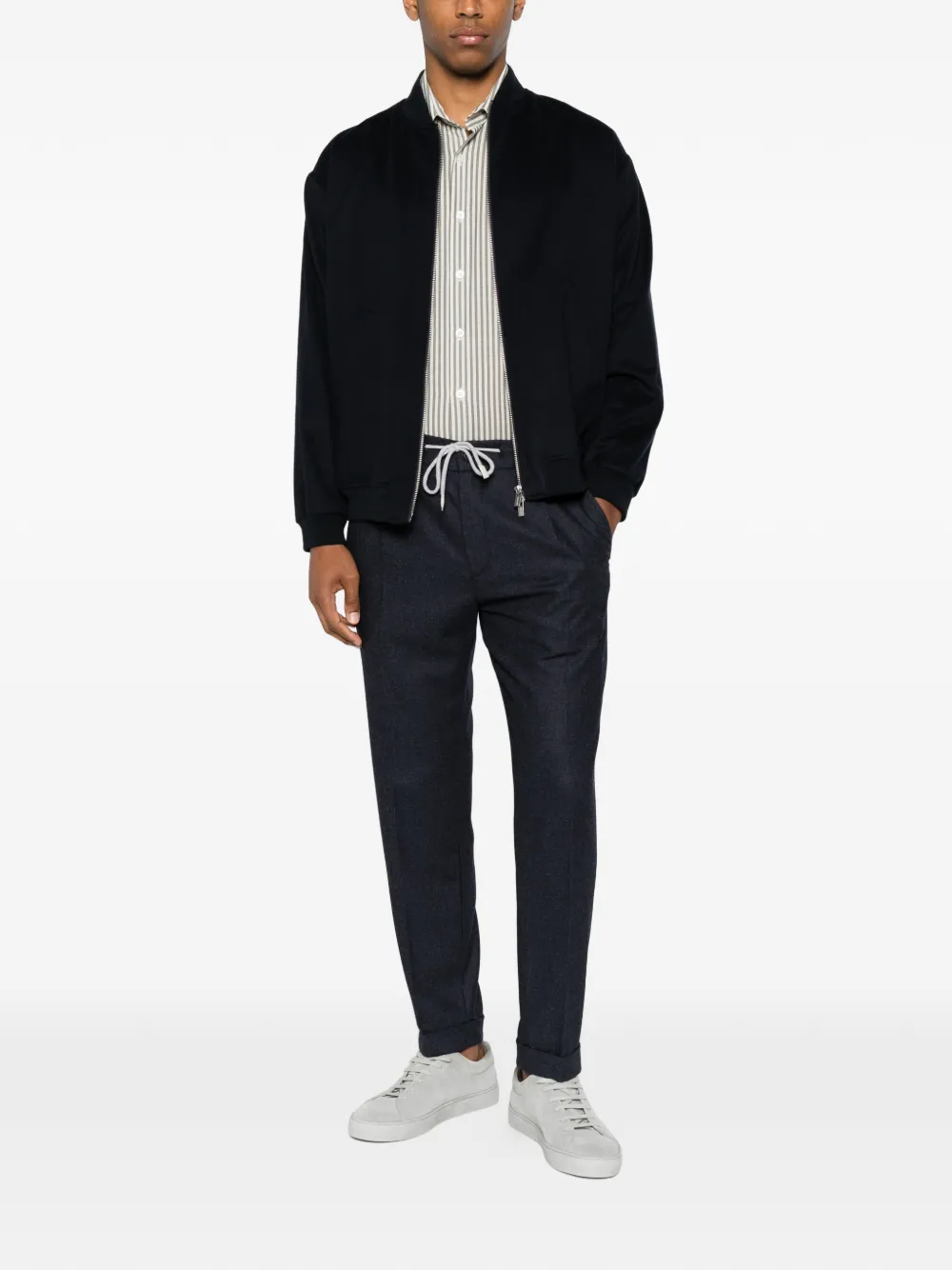Eleventy Plooibroek met trekkoordtaille Blauw
