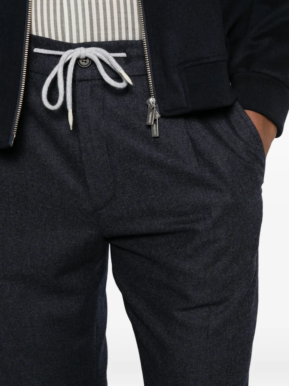 Eleventy Plooibroek met trekkoordtaille Blauw