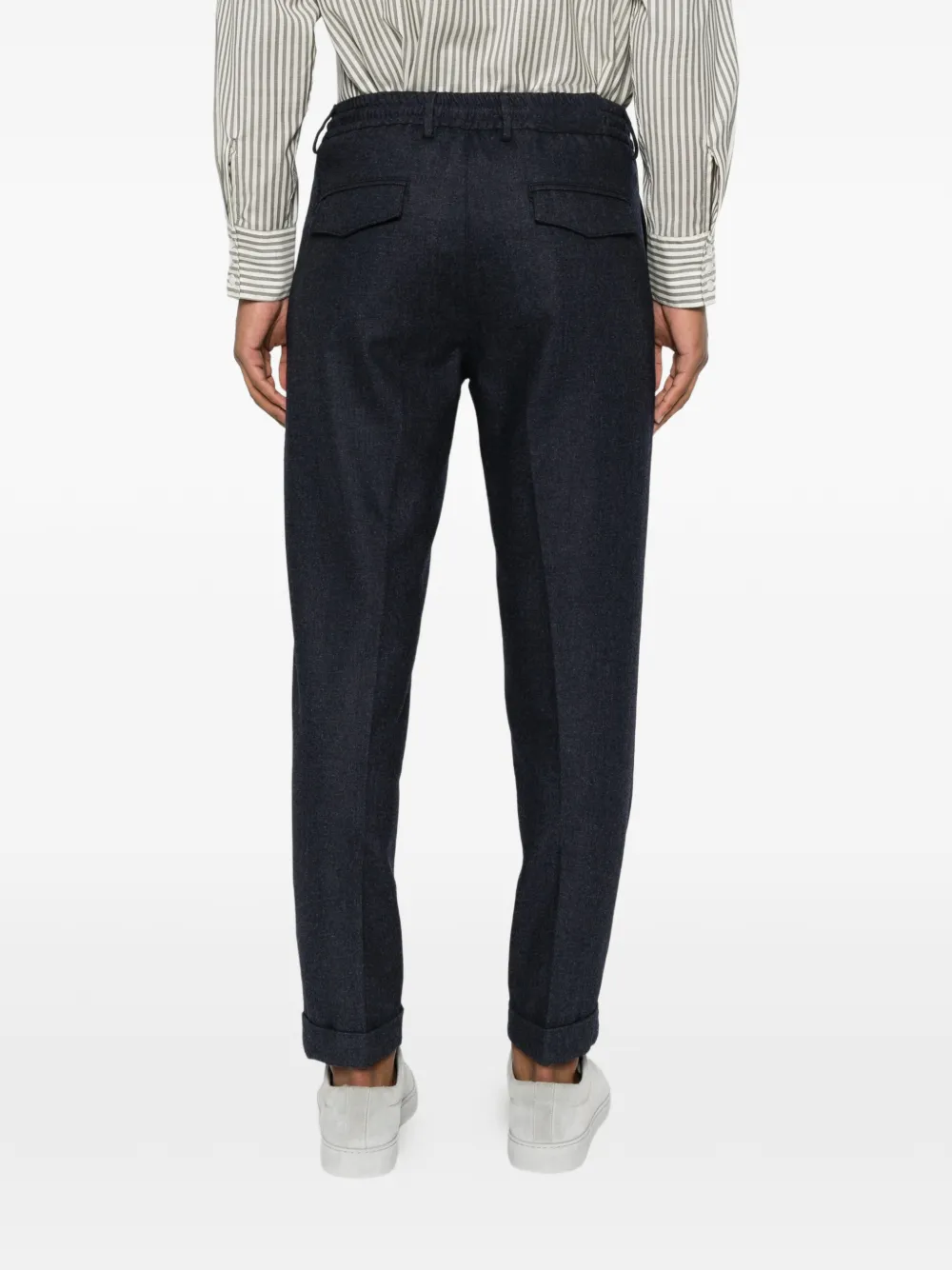 Eleventy Plooibroek met trekkoordtaille Blauw