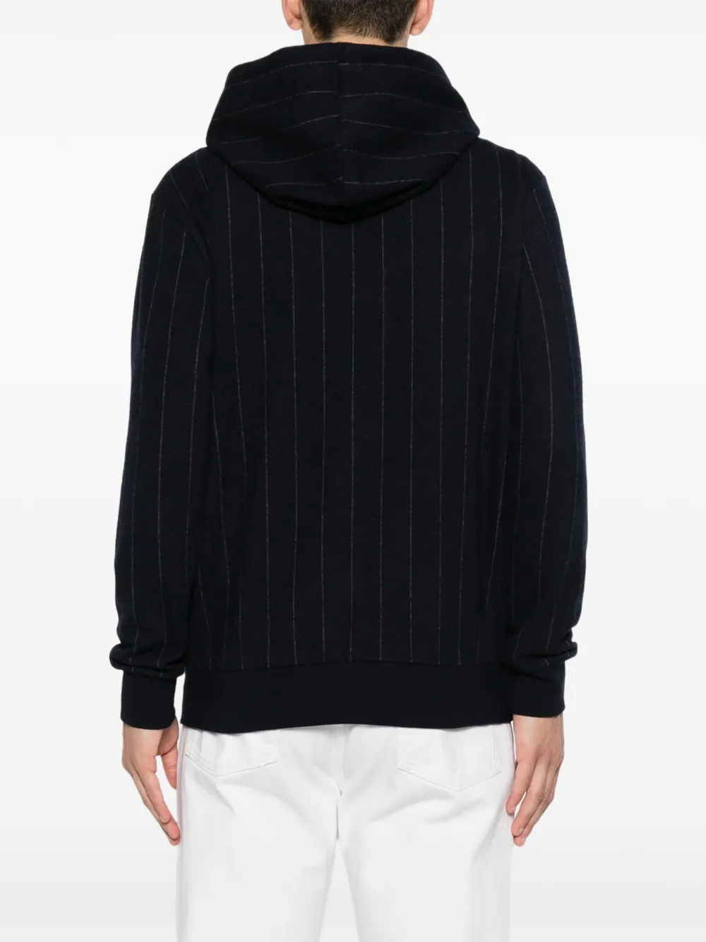 Eleventy Hoodie met krijtstreep en rits Blauw
