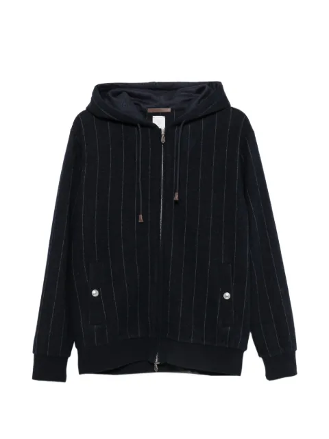 Eleventy pinstripe-pattern zip-up hoodie