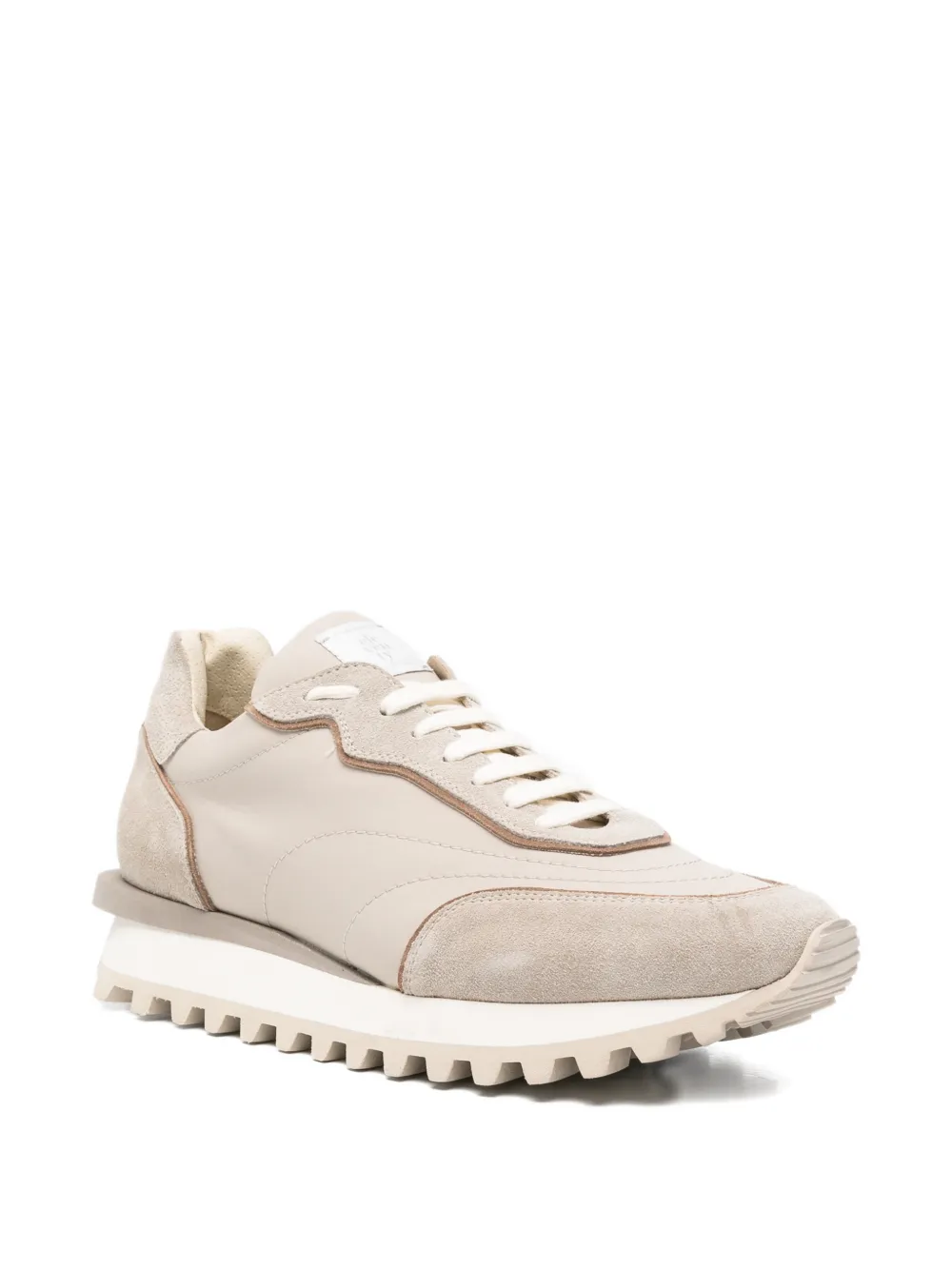 Eleventy Sneakers met geribbelde zool en vlakken Beige