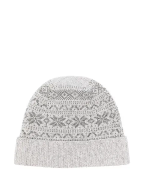 Eleventy fair-isle knitted cashmere beanie hat