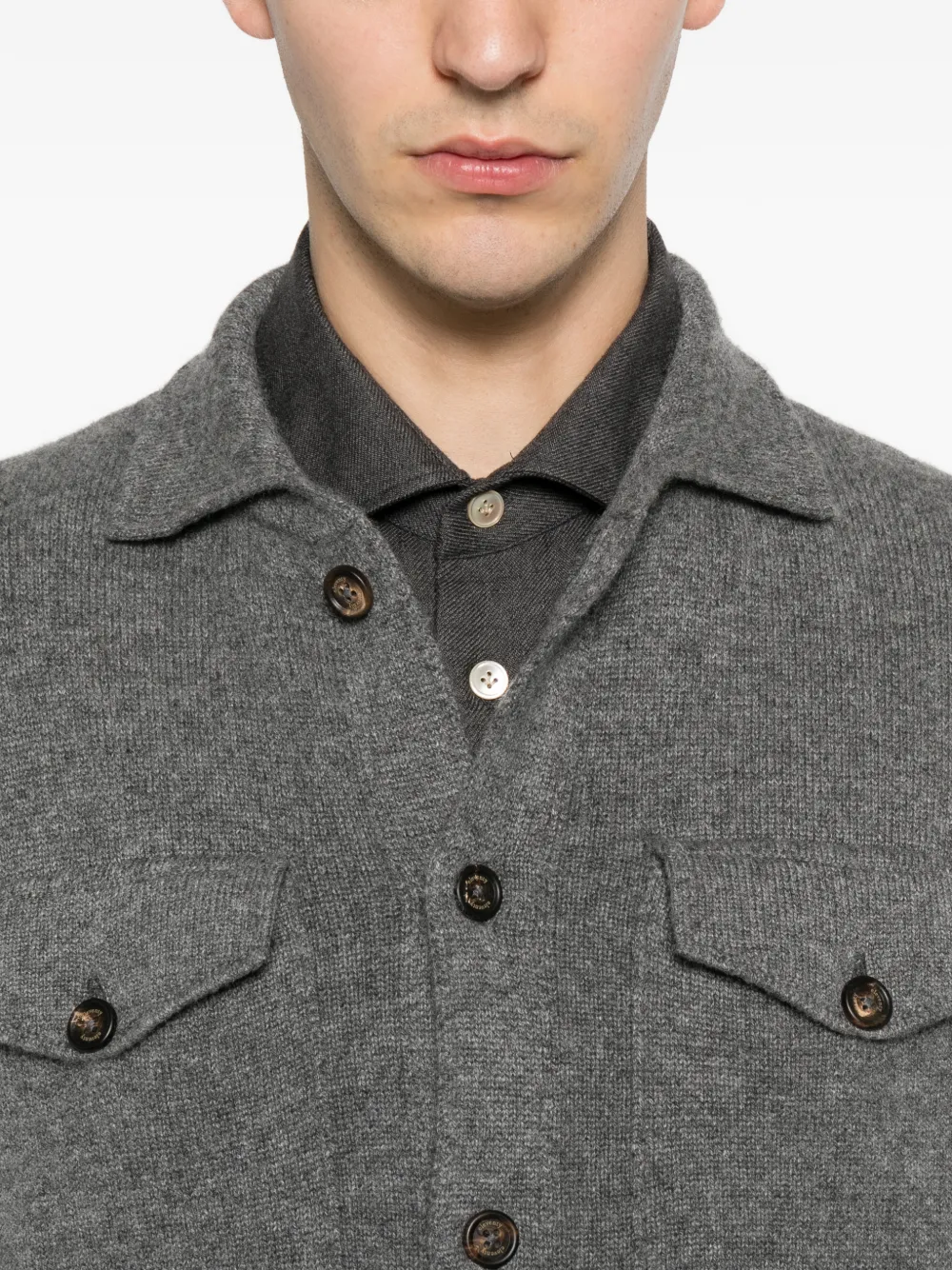 Eleventy Button-up vest met klepzak Grijs