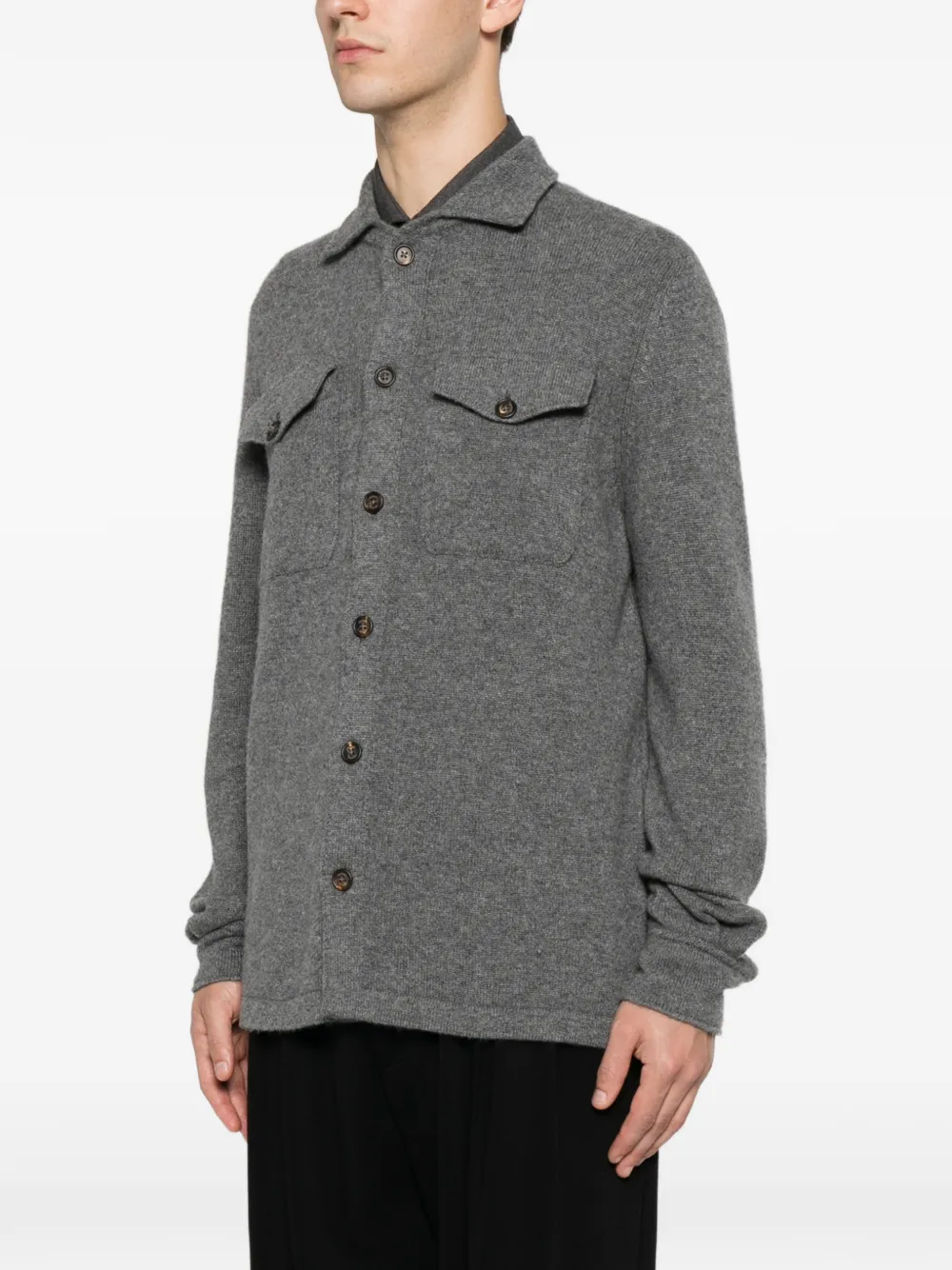 Eleventy Button-up vest met klepzak Grijs