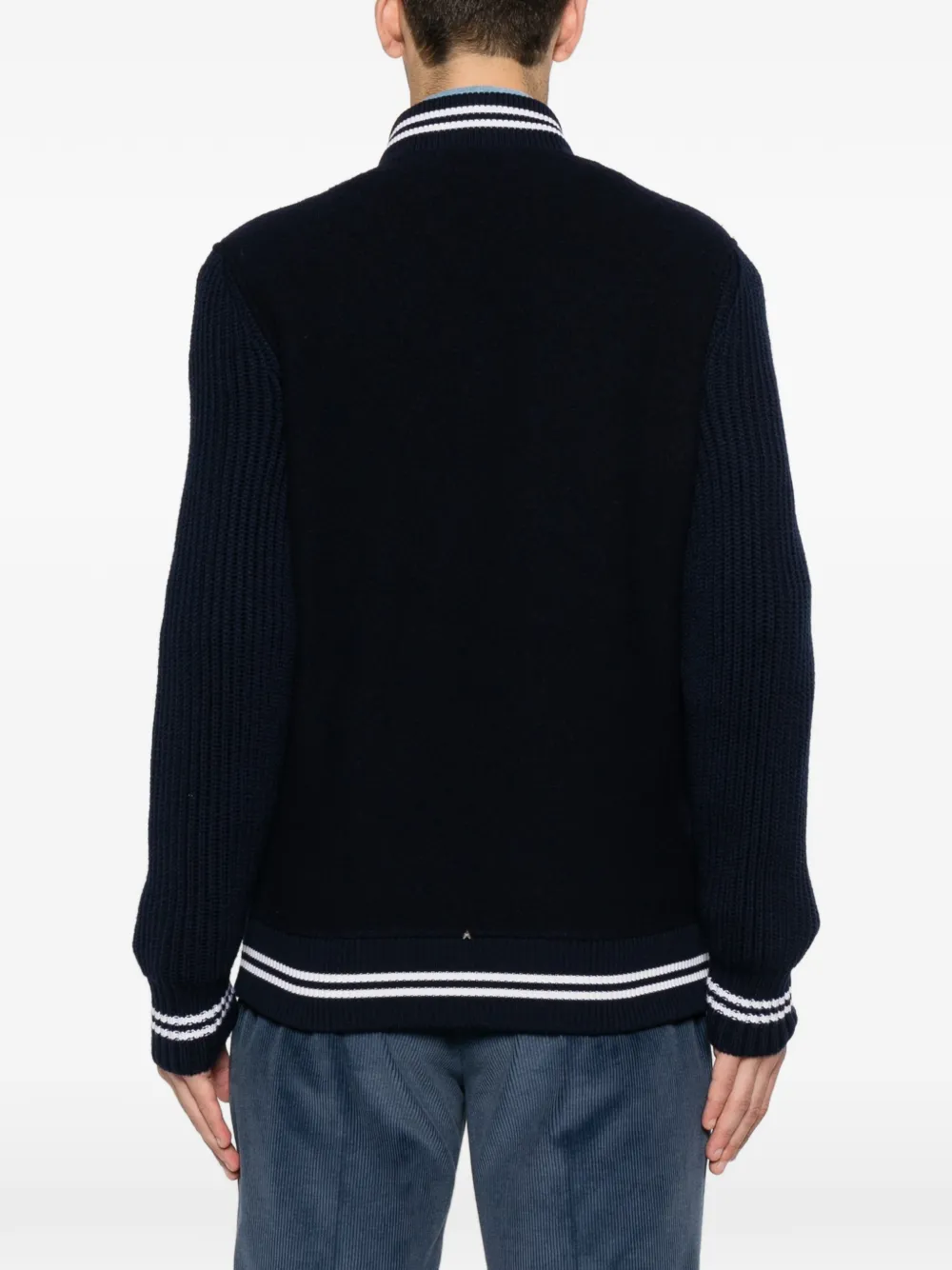 Eleventy Ribgebreid bomberjack Blauw