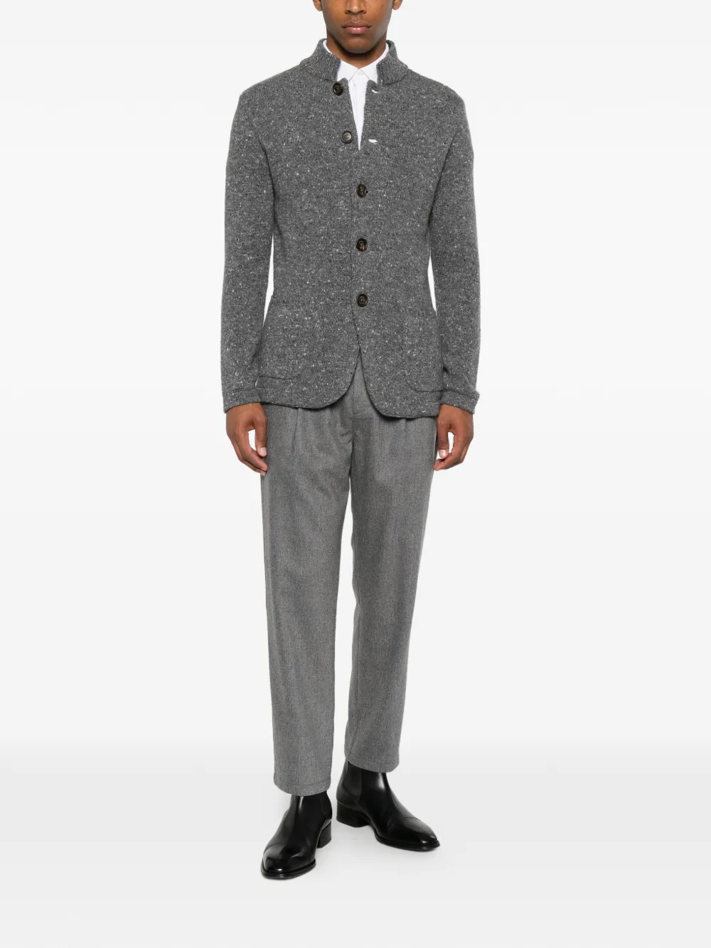 Eleventy Gebreid button-up vest Grijs