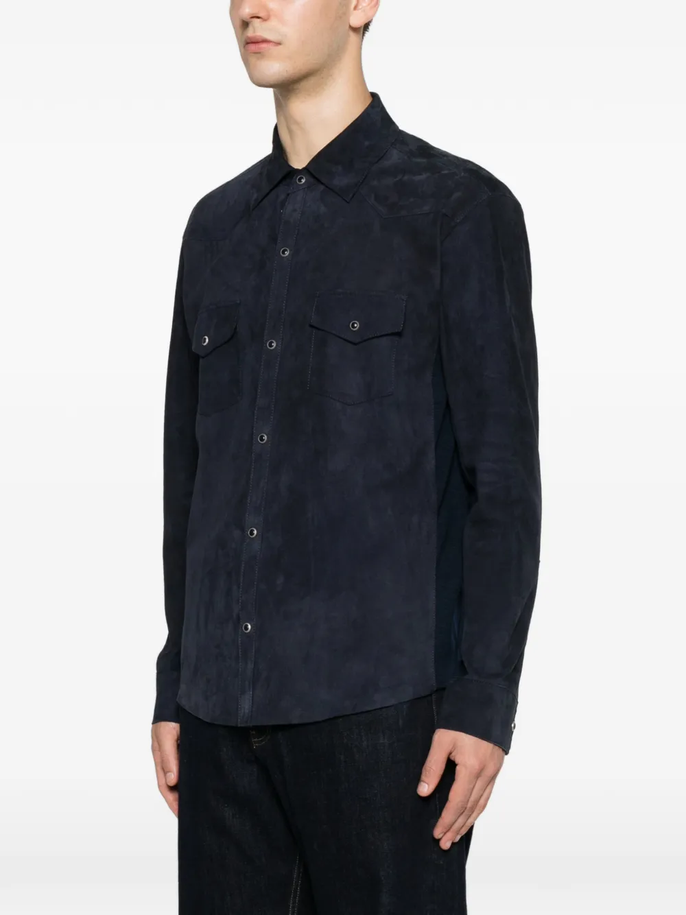 Eleventy Shirtjack met borstzak Blauw