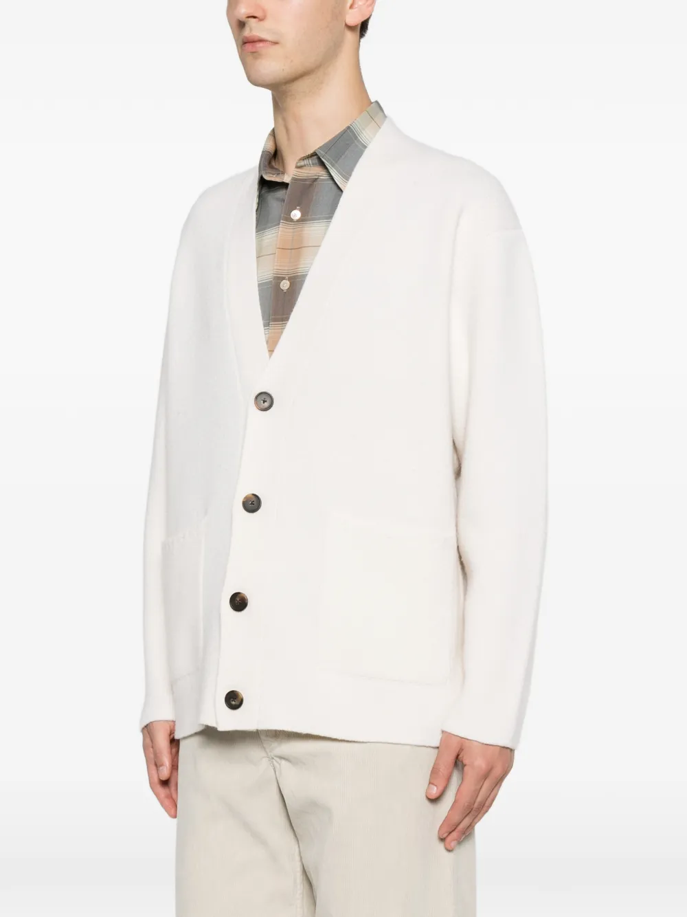 Eleventy Button-up vest met V-hals Beige