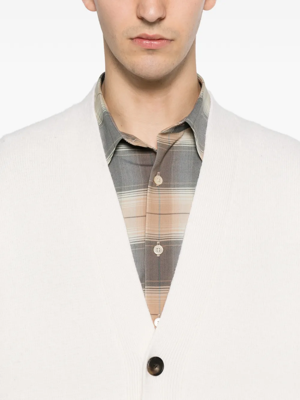 Eleventy Button-up vest met V-hals Beige