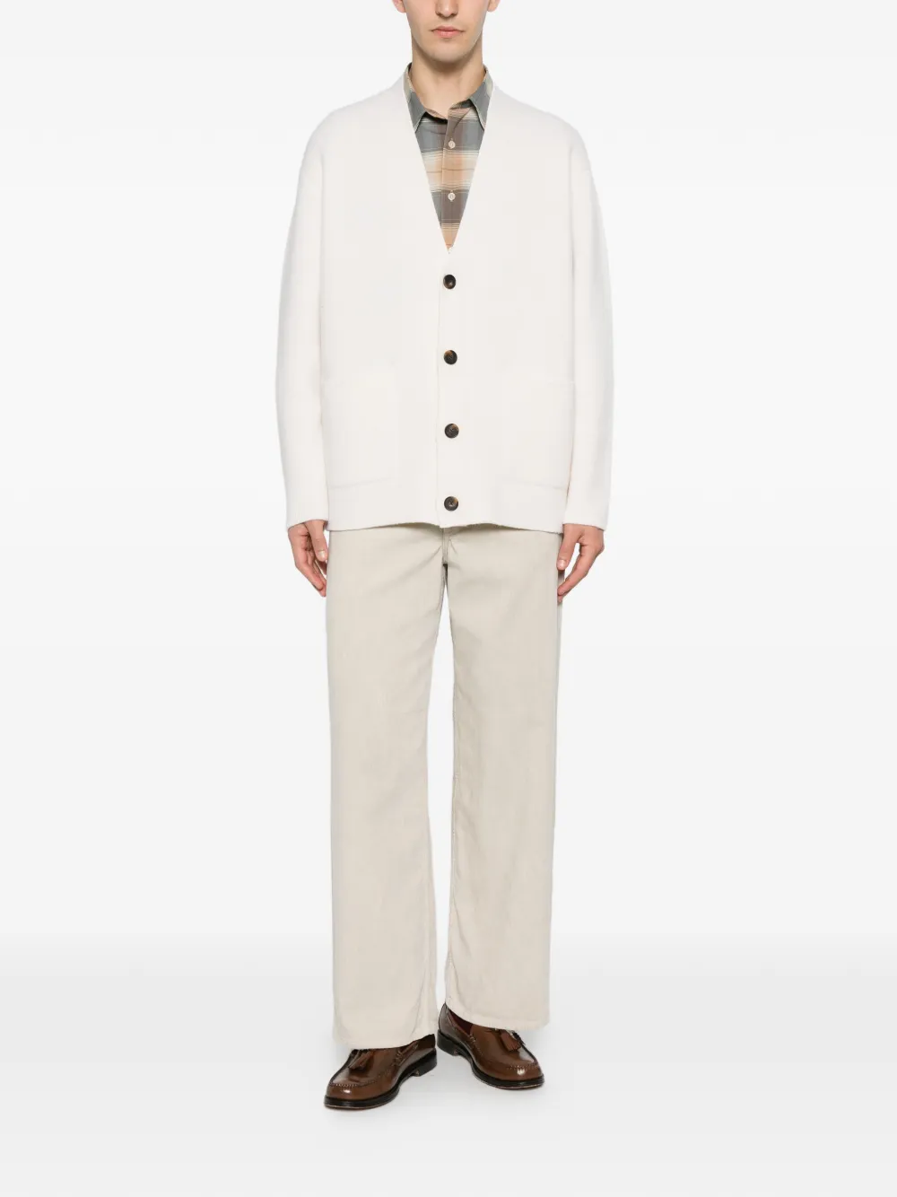 Eleventy Button-up vest met V-hals Beige