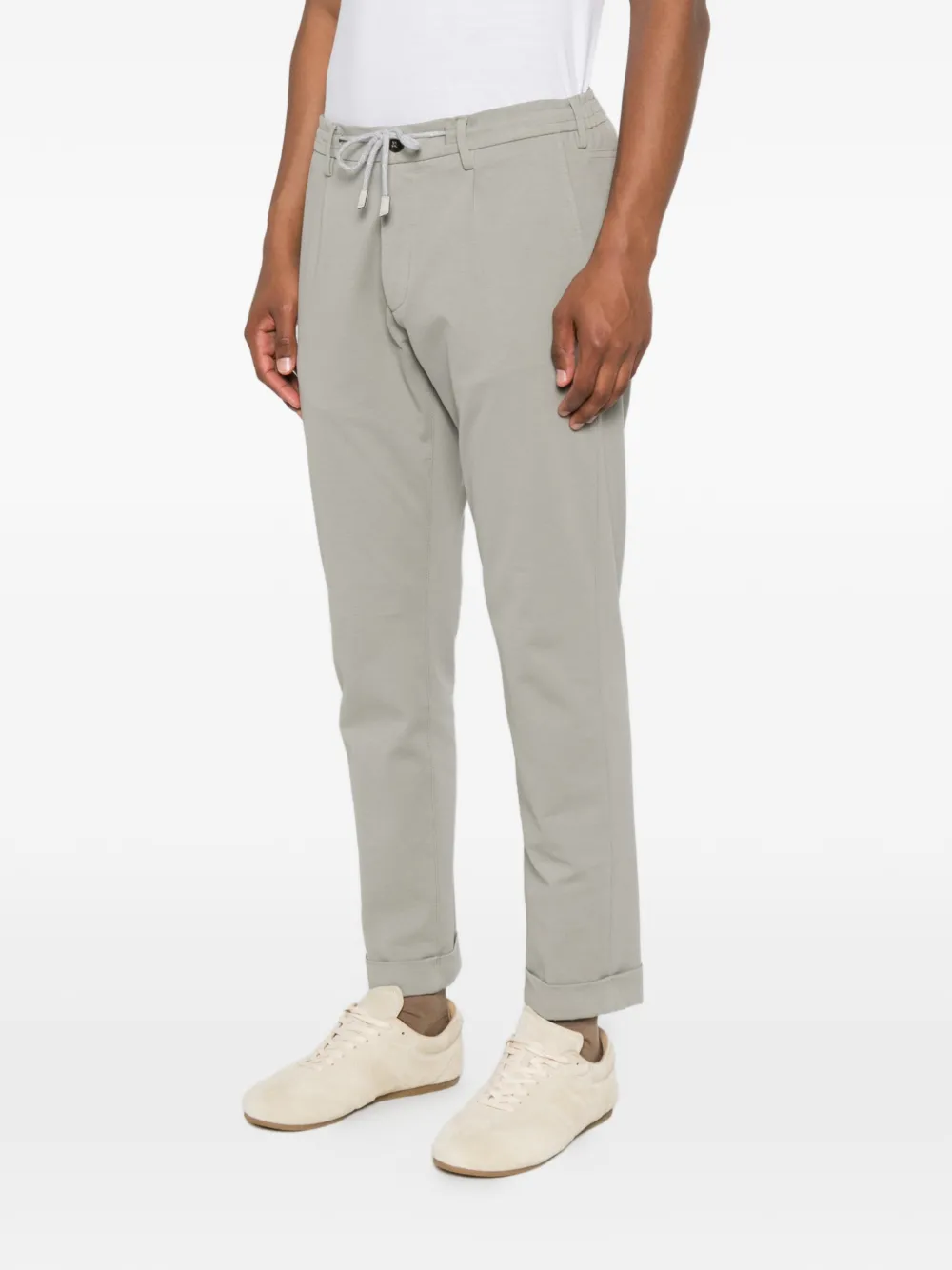Eleventy Broek met trekkoordtaille en omgeslagen pijpen Groen