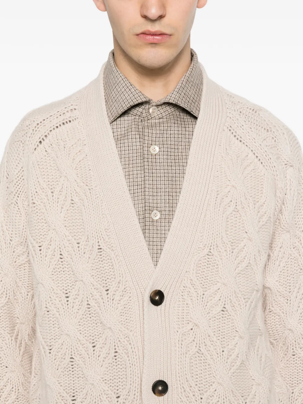 Eleventy Kabelgebreid vest Beige