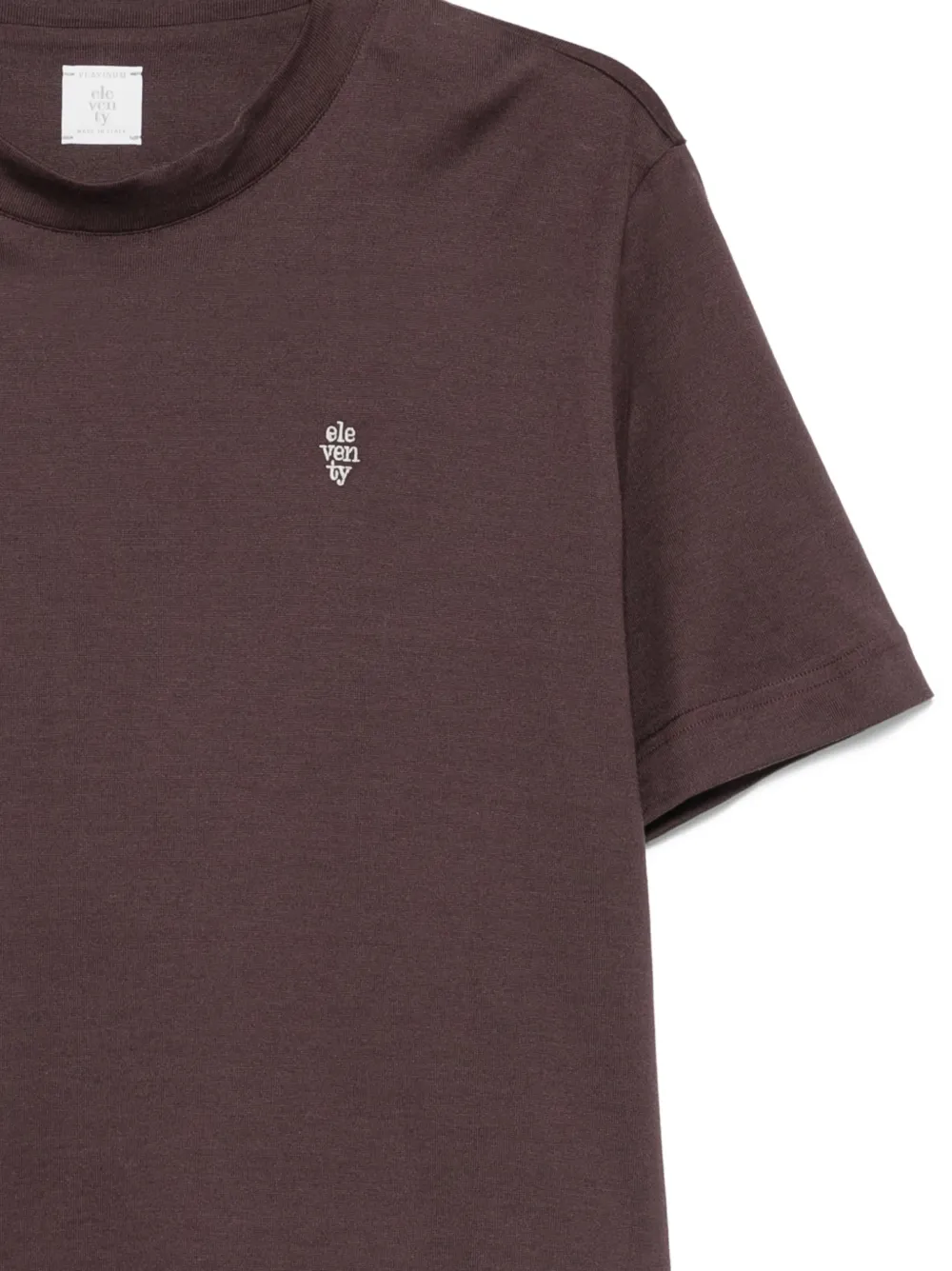Eleventy T-shirt met geborduurd logo Bruin