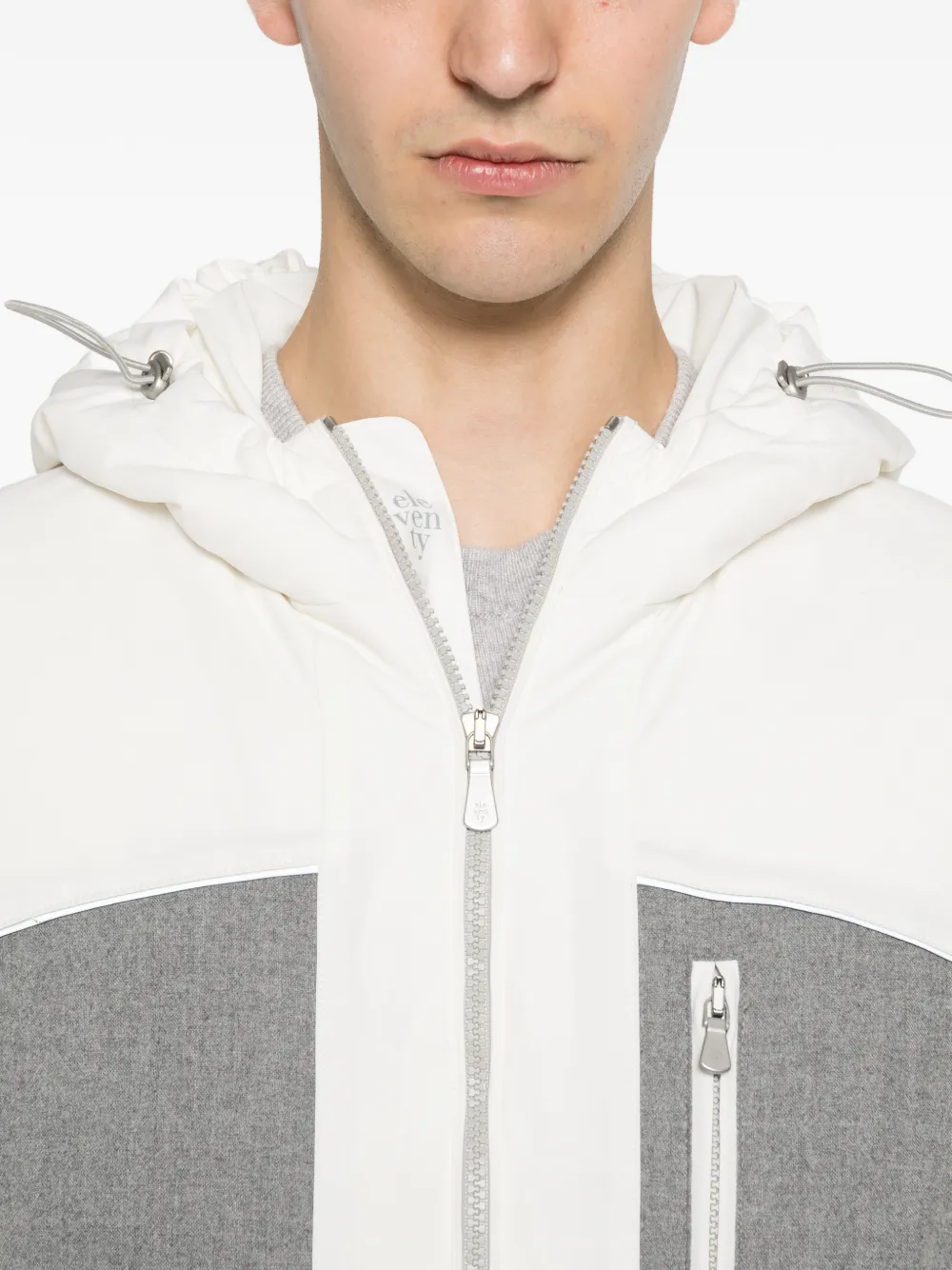 Eleventy Jack met colourblocking en capuchon Wit