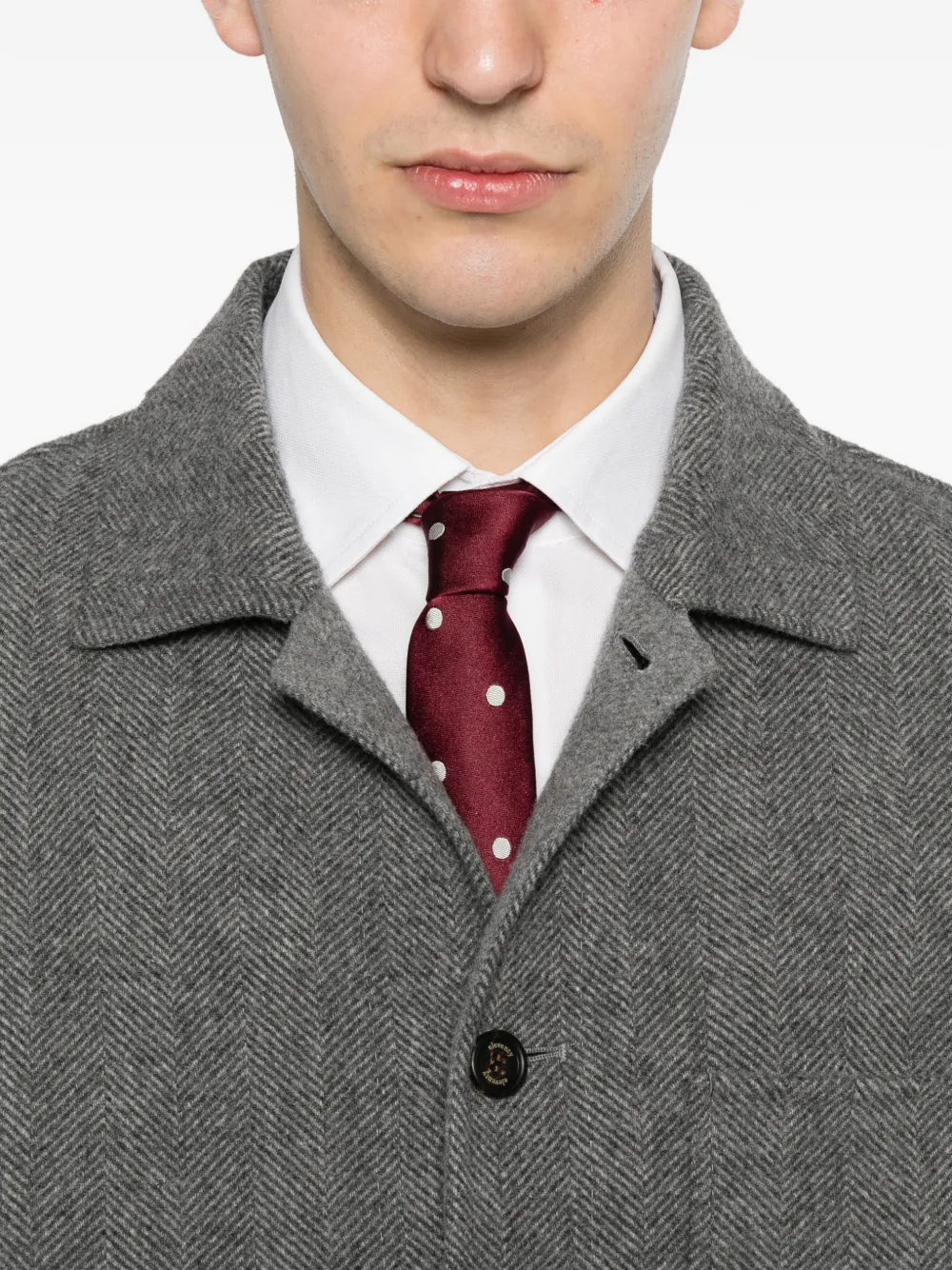 Eleventy Button-up shirtjack met visgraatpatroon Grijs