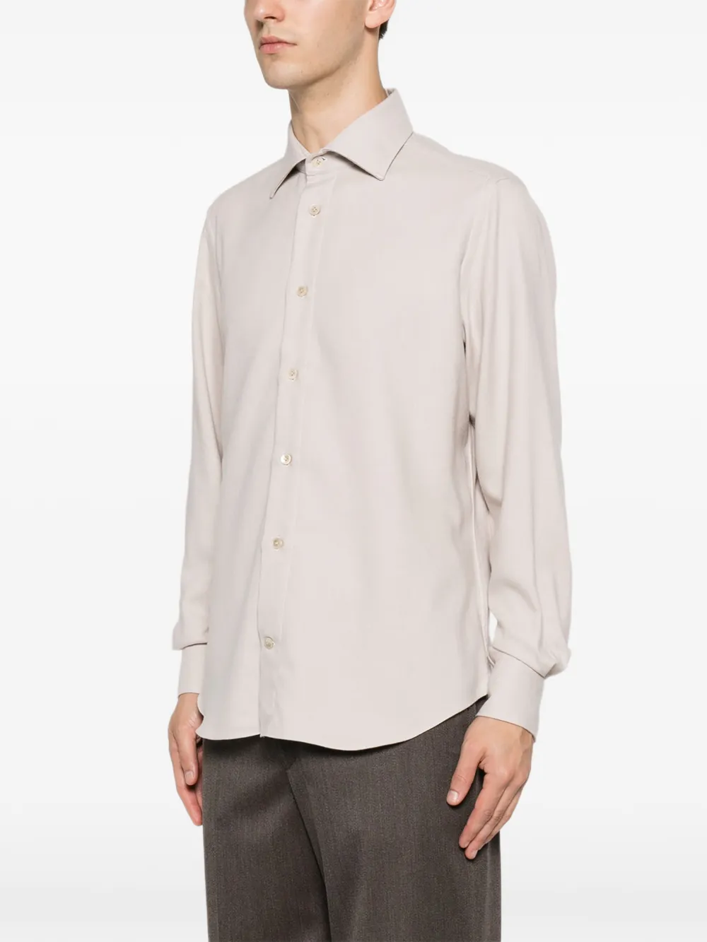 Eleventy Twill overhemd met lange mouwen Beige