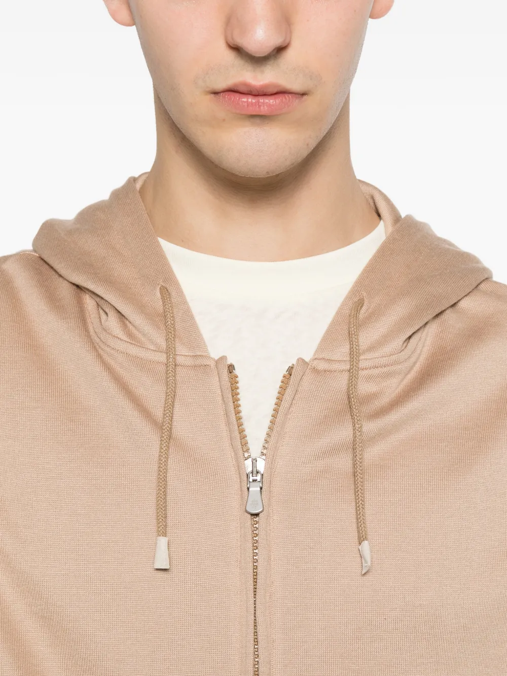 Eleventy Hoodie met trekkoord Beige