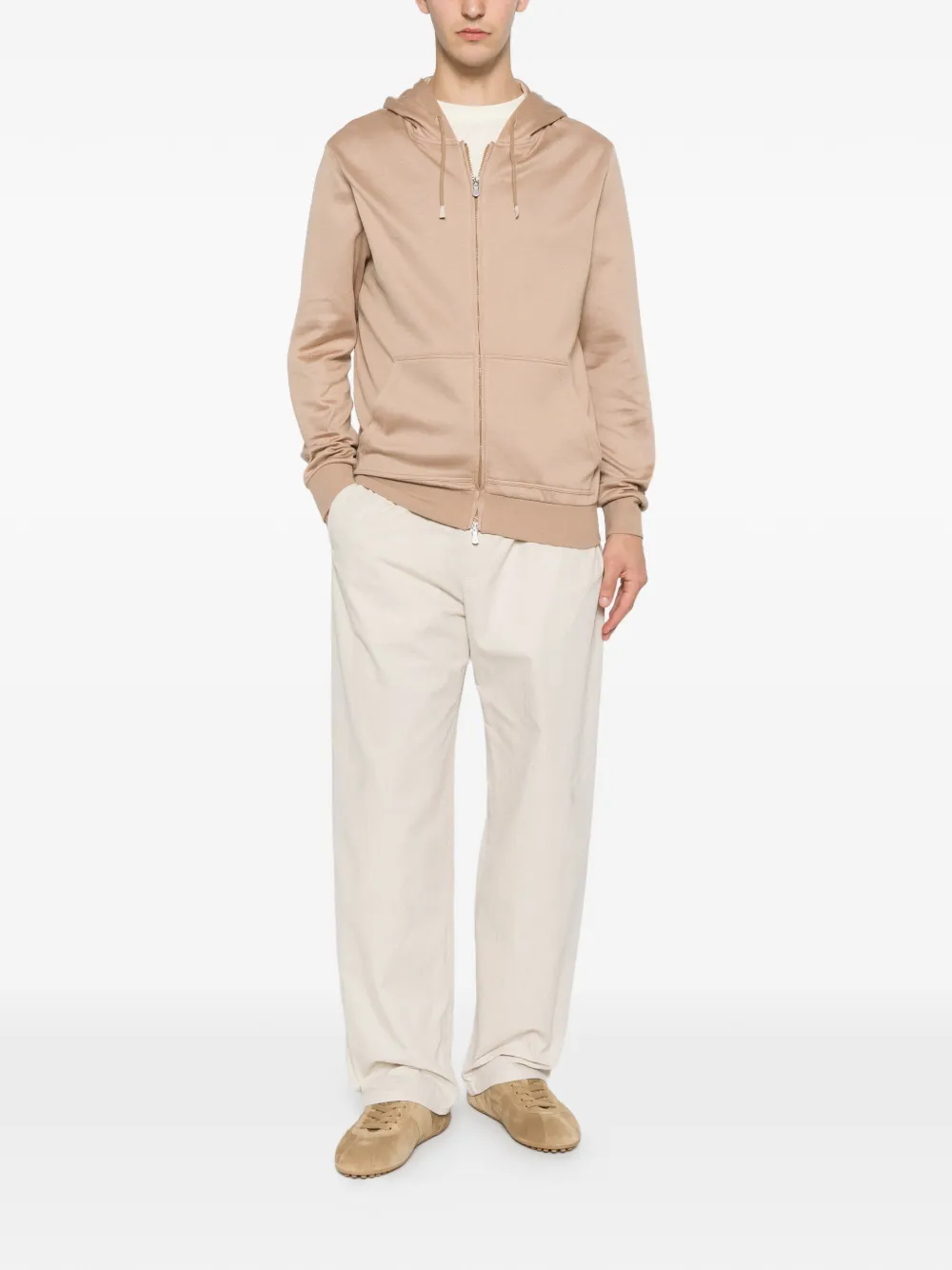 Eleventy Hoodie met trekkoord Beige