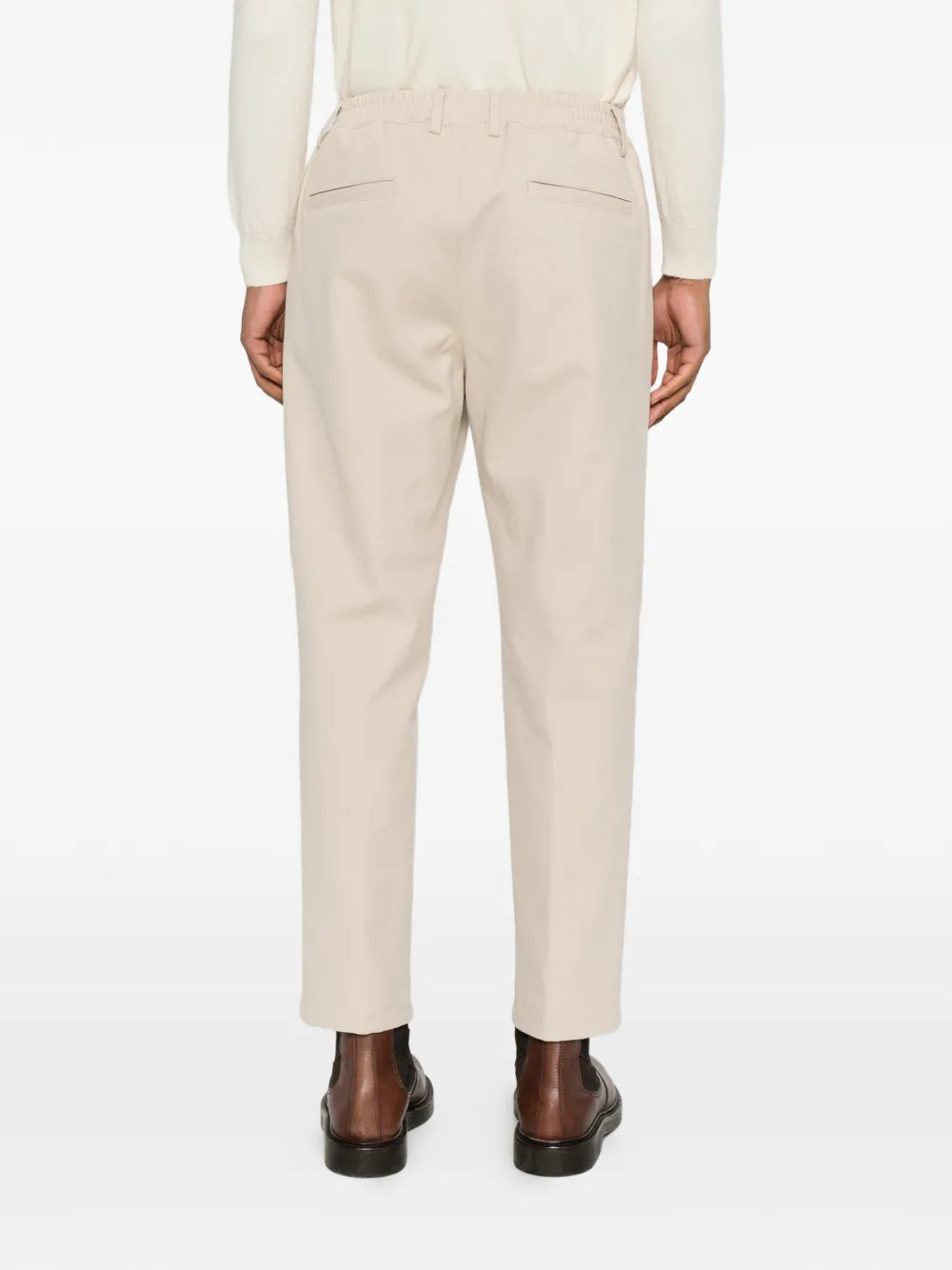Eleventy Plooibroek met elastische tailleband Beige