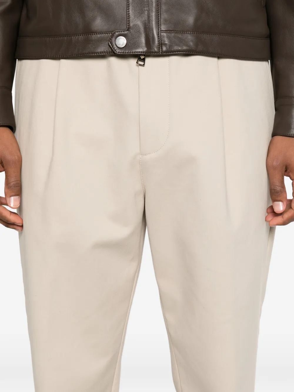 Eleventy Plooibroek met elastische tailleband Beige