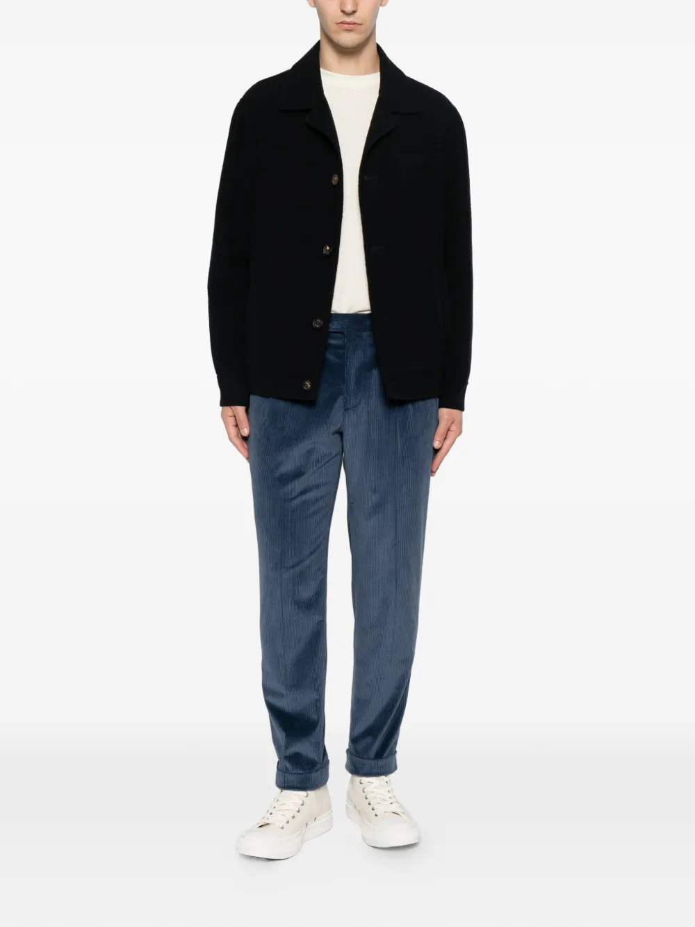 Eleventy Button-up jack Blauw