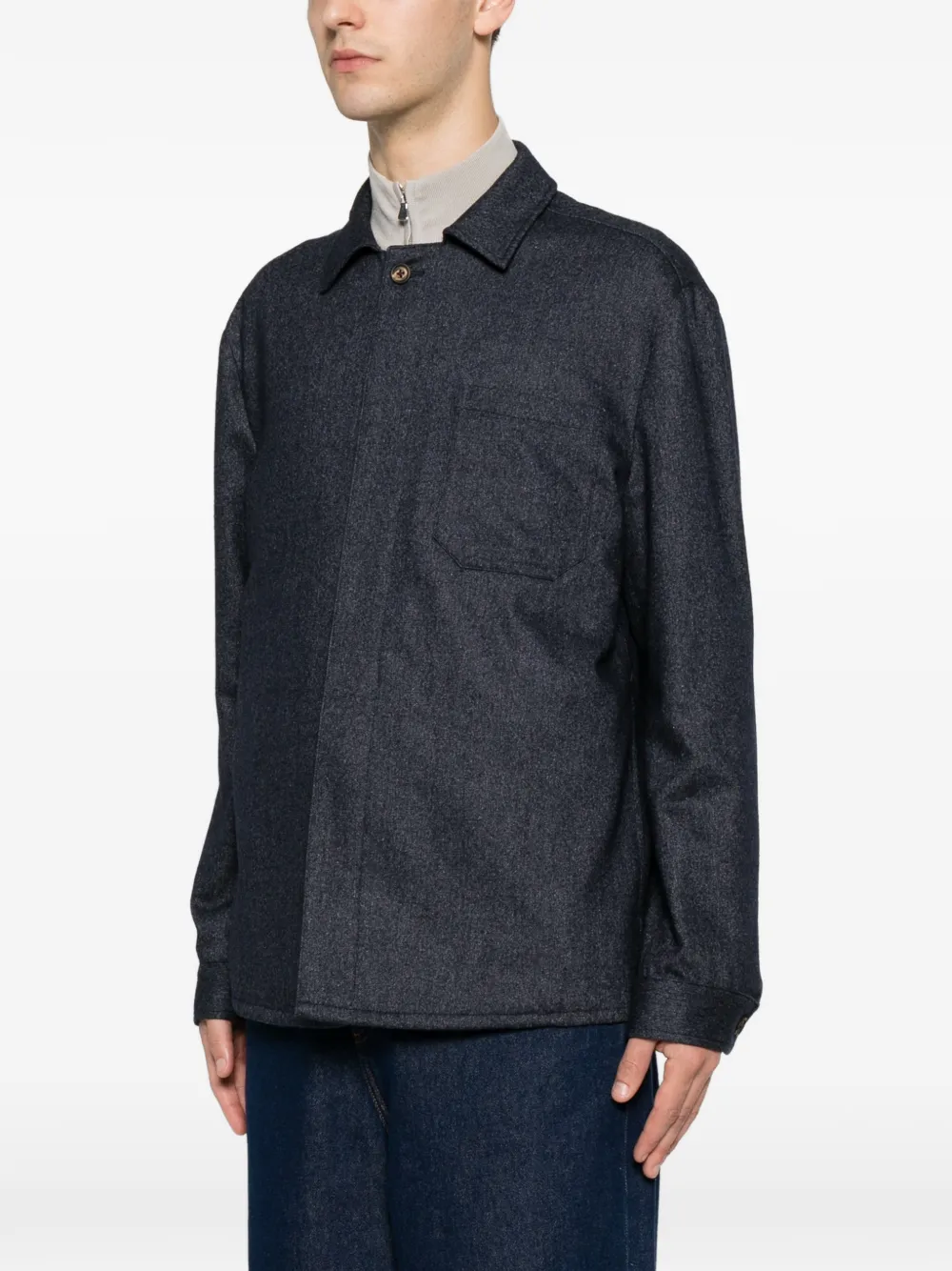 Eleventy Shirtjack met borstzak Blauw