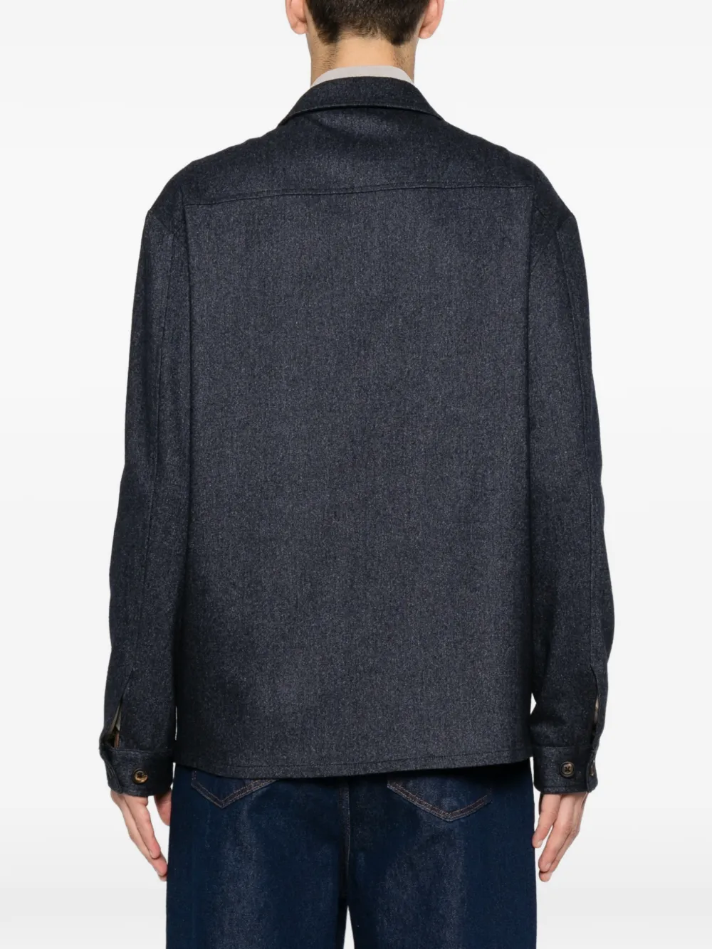 Eleventy Shirtjack met borstzak Blauw